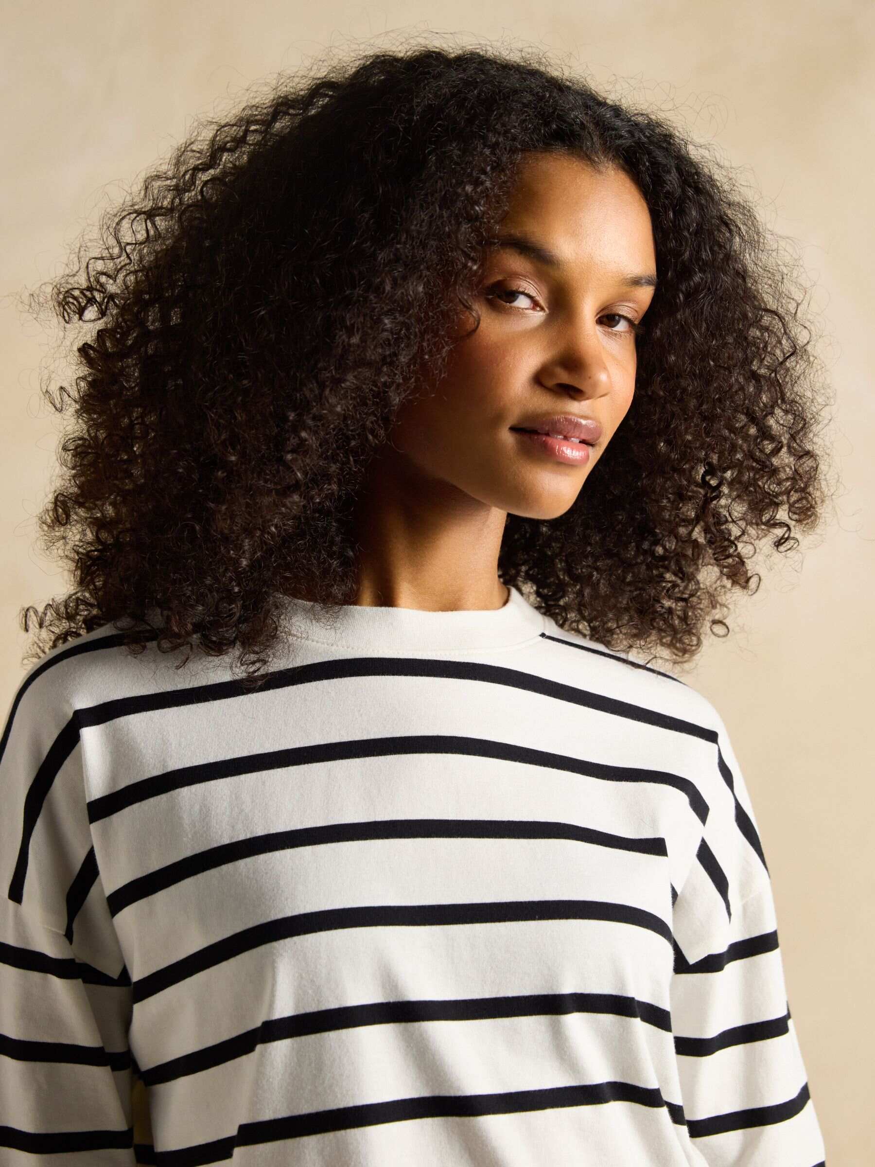 Ellie Black/Cream Long Sleeve Jersey Top