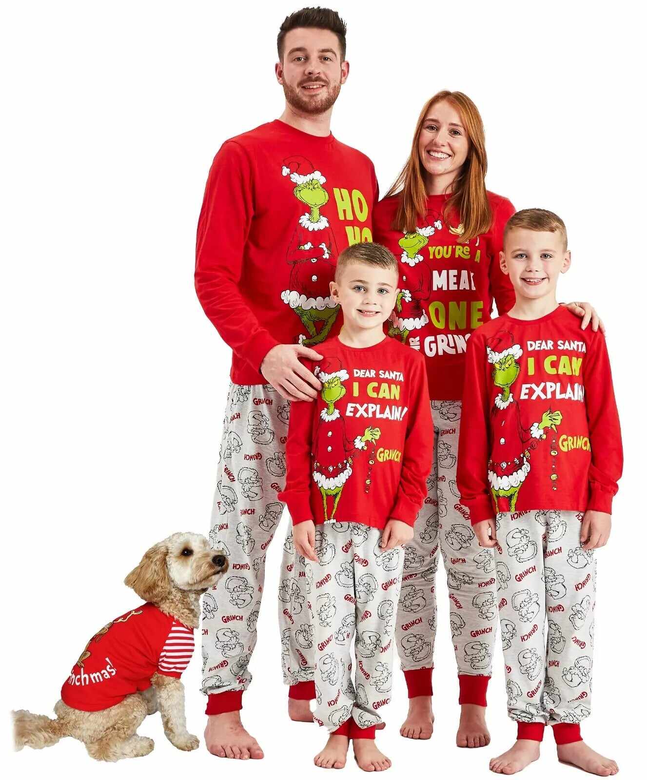 Dear Santa I can Explain! Grinch Christmas Print Family Pajama Set