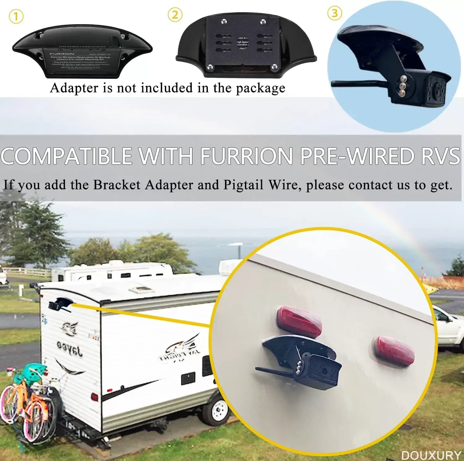 Wireless Backup Camera for RV Truck Trailer Camper Digital 3 Rear/Side View Cameras & HD 1080P 4 Splits 7