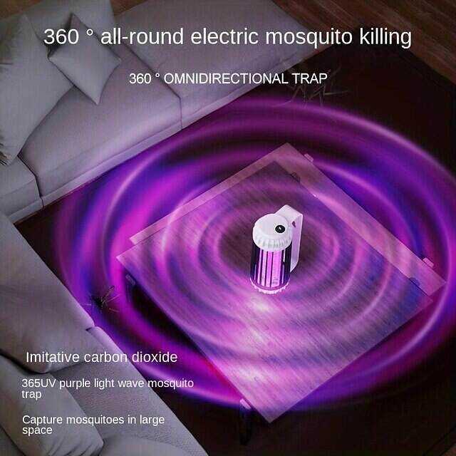 Mosquito Trap Electric USB Portable Silent Killer Lamp Electric Bug Zapper Inhalation Mosquito Killer Lamp Household Outdoor Rechargeable Mosquito Trap Wall Mountable Desktop Friendly