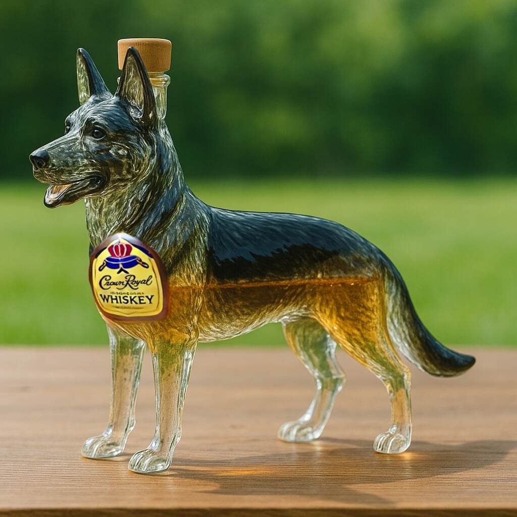 German Shepherd Whiskey Bottle