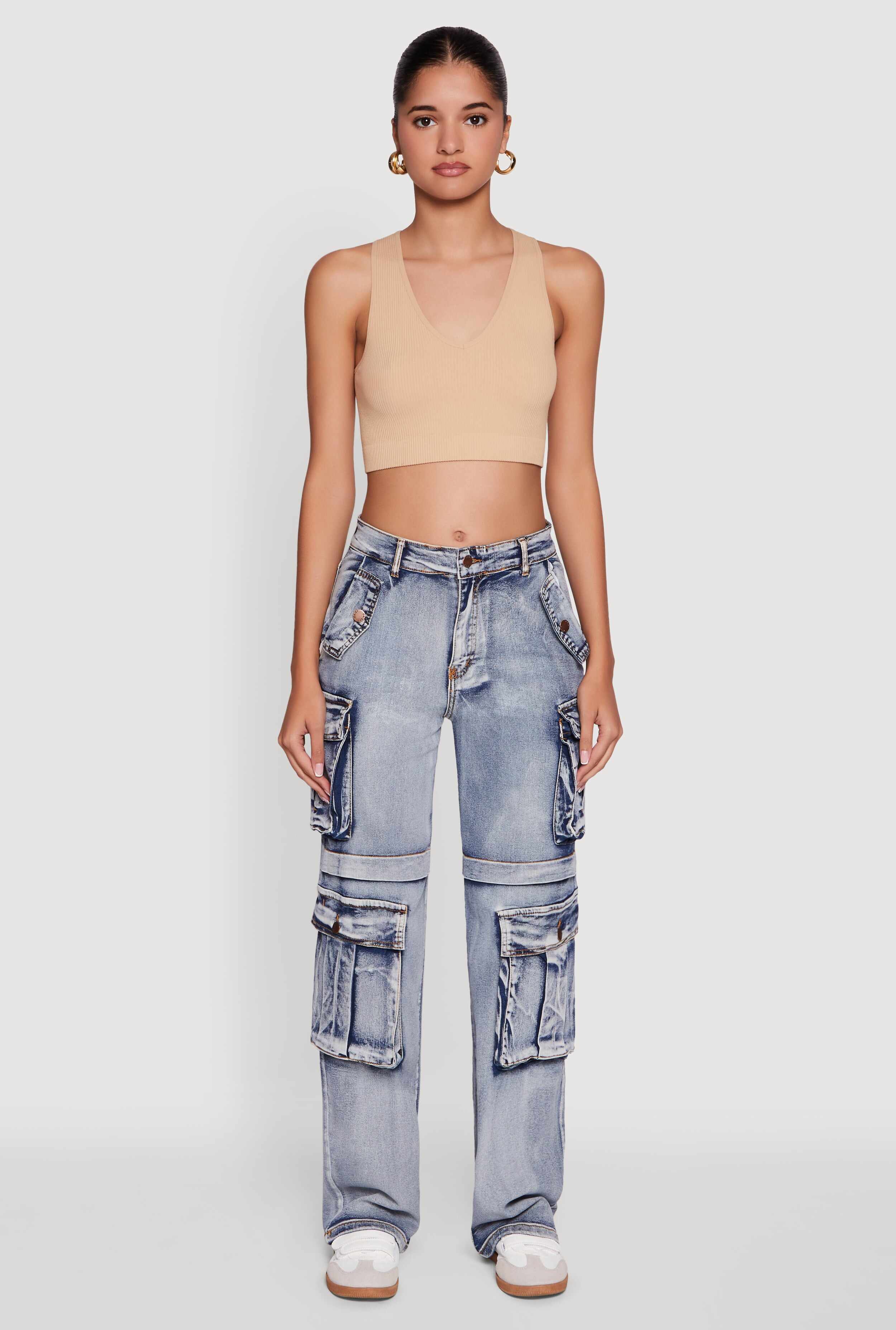 Daisy Mineral Wash Straight Leg Cargo Jeans