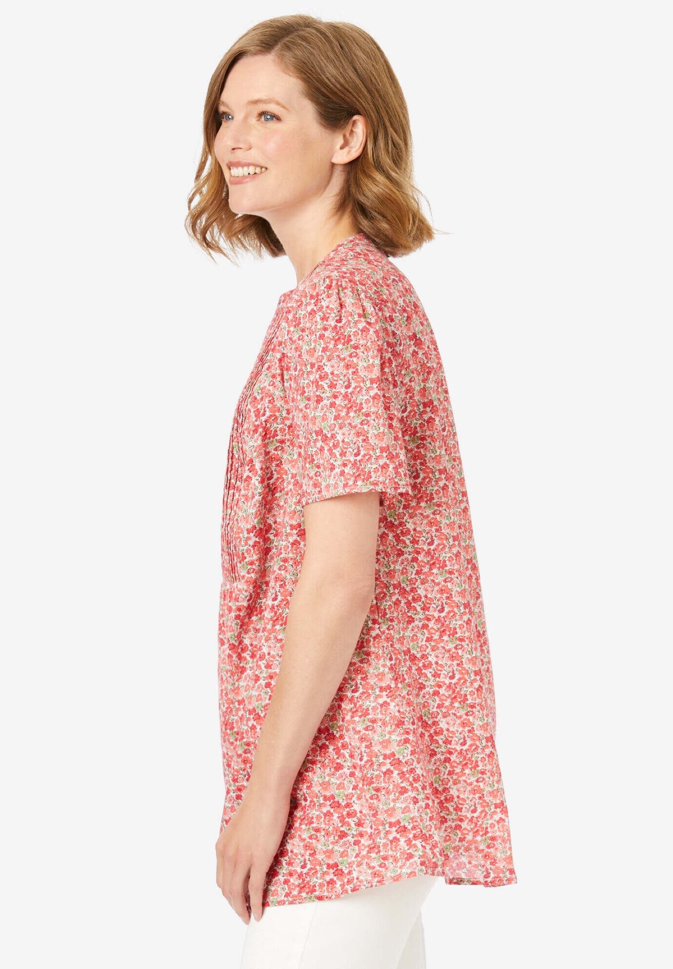 Pintucked Half-Button Tunic