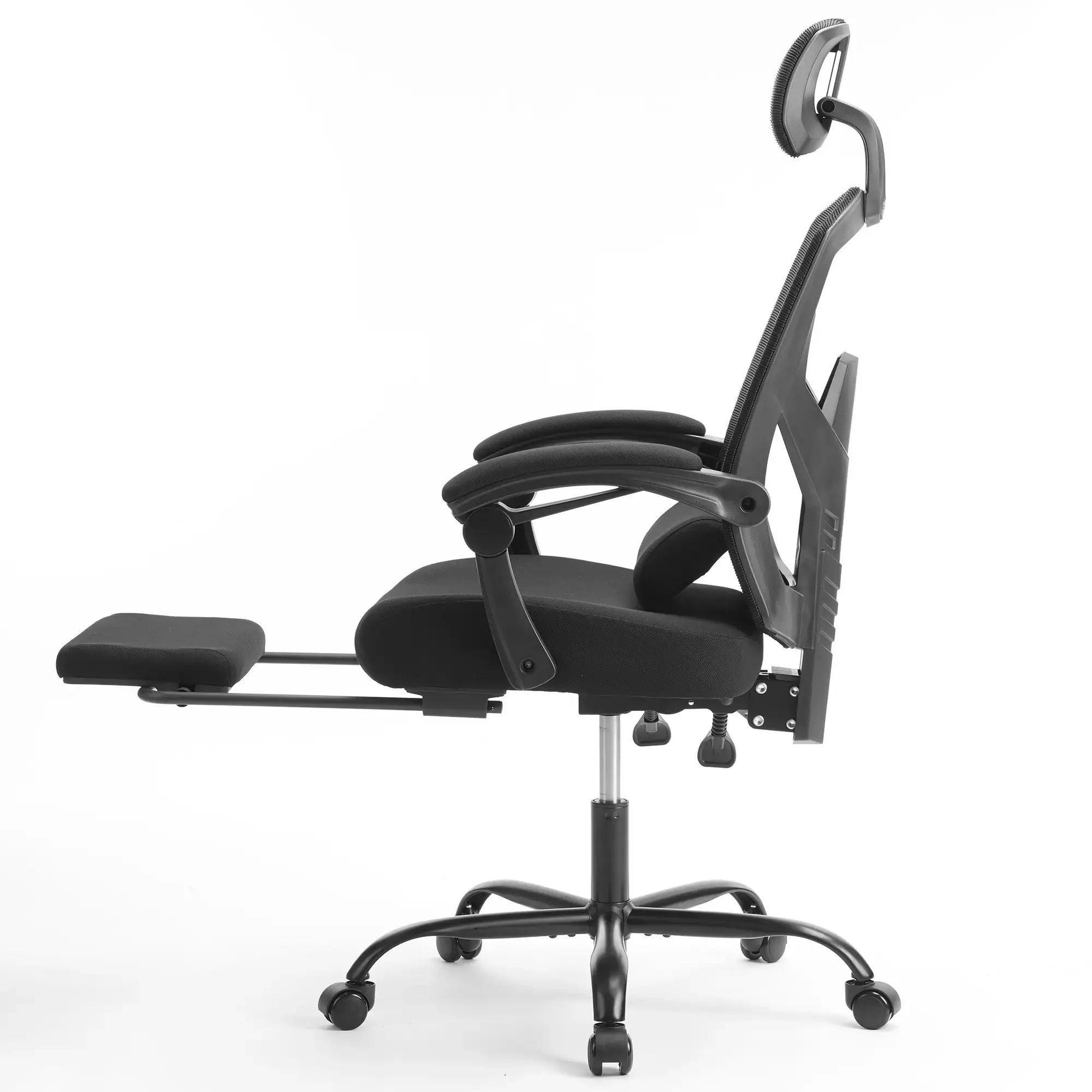 Height Adjustable High Back Ergonomic Office Chair with Lumbar Pillow & Retractable Footrest,  Padded Armrests and Adjustable Headrest