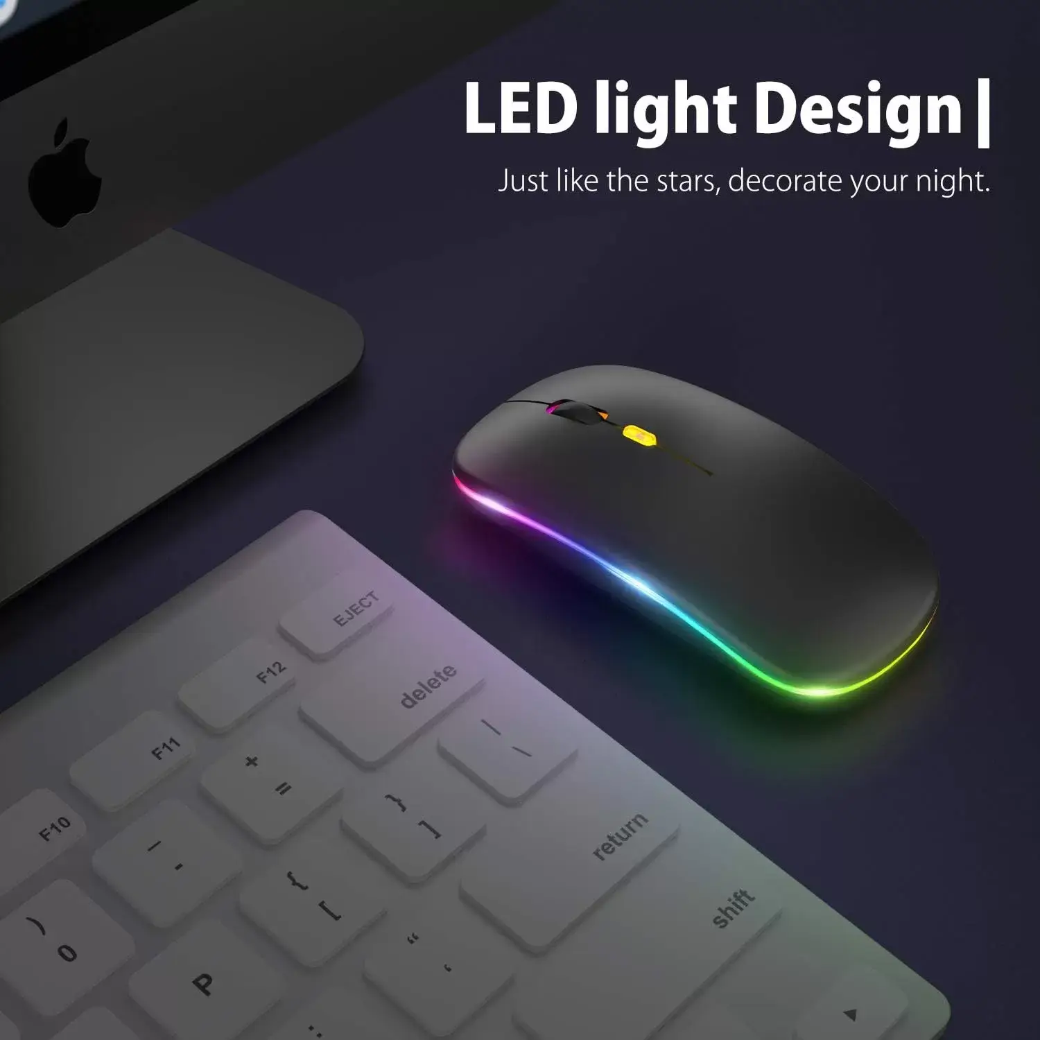 [Upgrade] LED Wireless Mouse, Slim Silent Mouse 2.4G Portable Mobile Optical Office Mouse with USB & Type-c Receiver, 3 Adjustable DPI Levels for Notebook, PC, Laptop, Computer, MacBook (Pink)