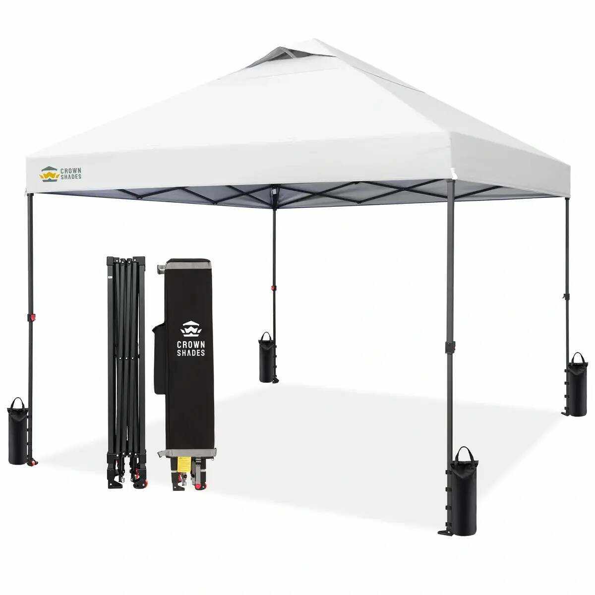 10x10 Pop Up Canopy - Patented Center Lock One Push Instant Outdoor Canopy Beach Tent with STO-N-Go Bag 8 Stakes & 4 Sand Bags