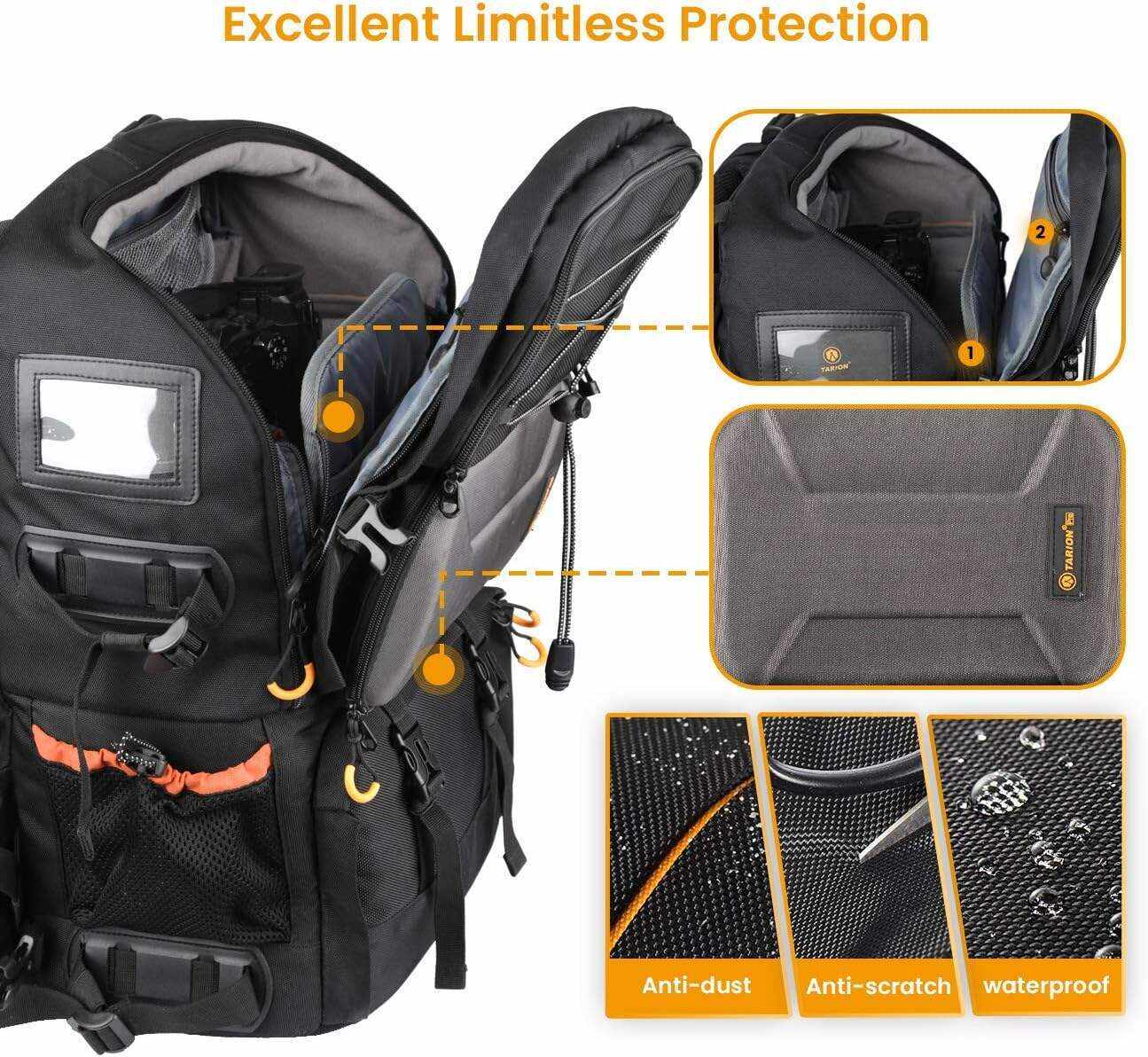 TARION Pro 2 Bags in 1 Camera Backpack Large with 15.6