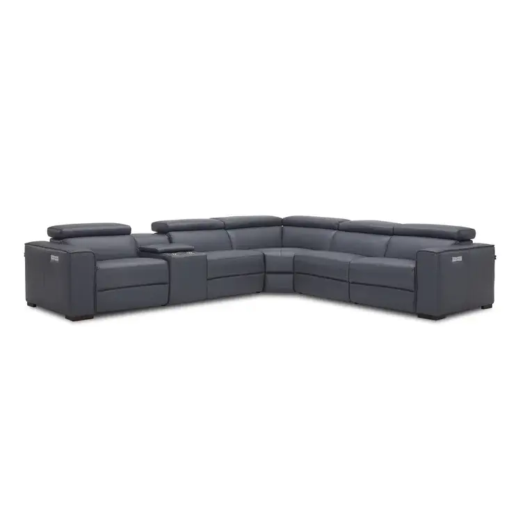 Graddy 6 - Piece Leather Power Reclining Sectional