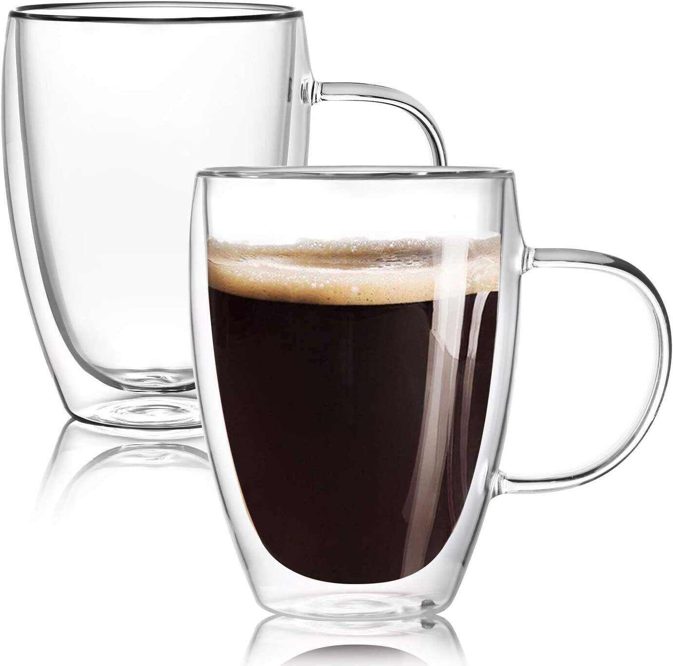 Espresso Cups With Handle,Espresso Shot Glasses,Clear Expresso Coffee Cups,Double Wall Insulated Espresso Mugs,Microwave Dishwasher Safe,Suit for Espresso Machine