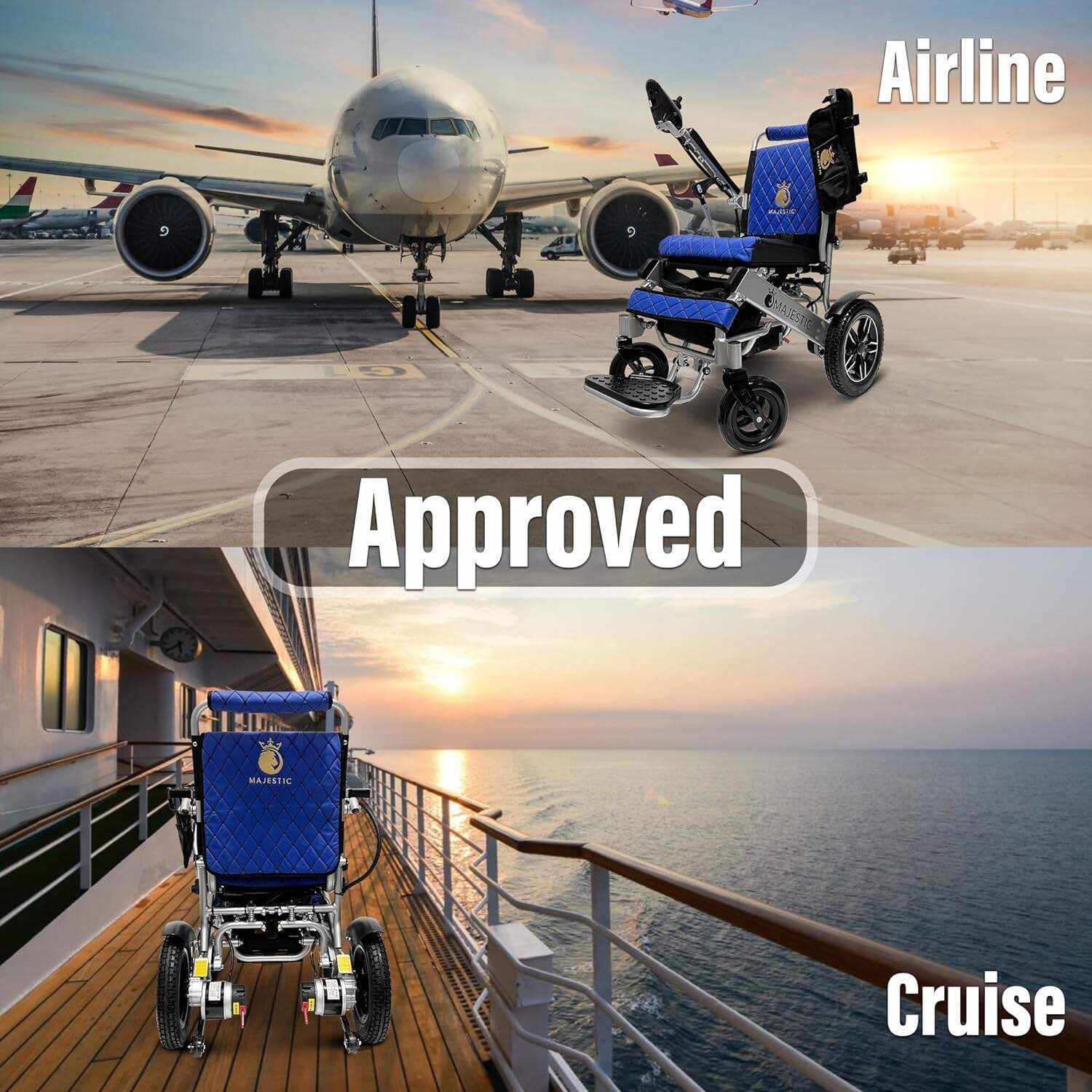 MALISA Electric Wheelchair for Adults, Portable All Terrain Lightweight Wheelchairs, Foldable Motorized Power Wheel Chair, Leather Seat (17.5