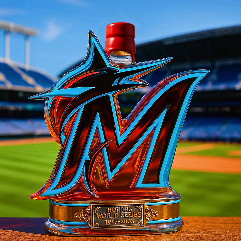 Miami Marlins Championship Limited Edition Whiskey Bottle