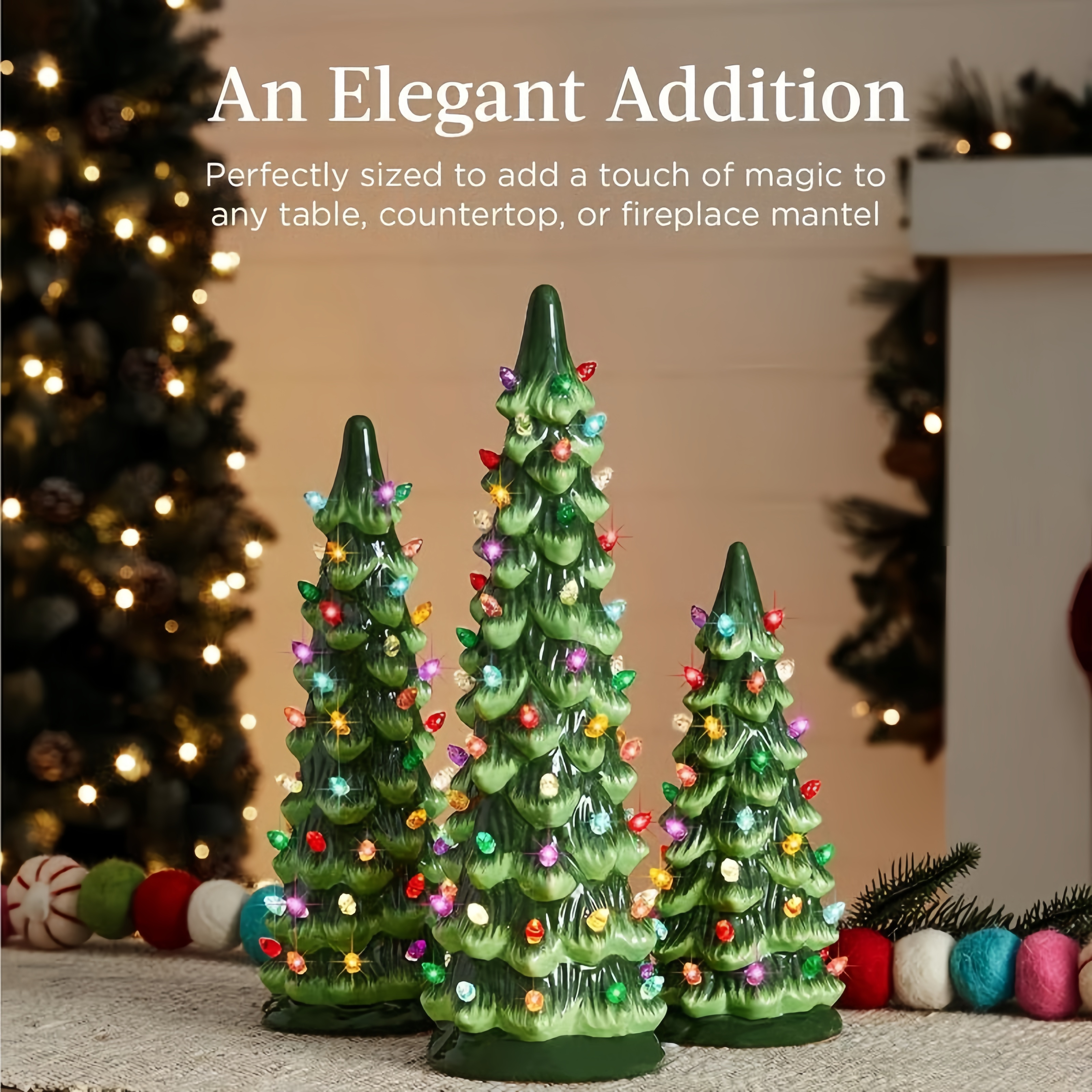 HOT SALE – 49% OFF🎁🎄Retro Hand-Painted Tabletop Christmas Trees with Timer (⏰Limited Quantities Available)