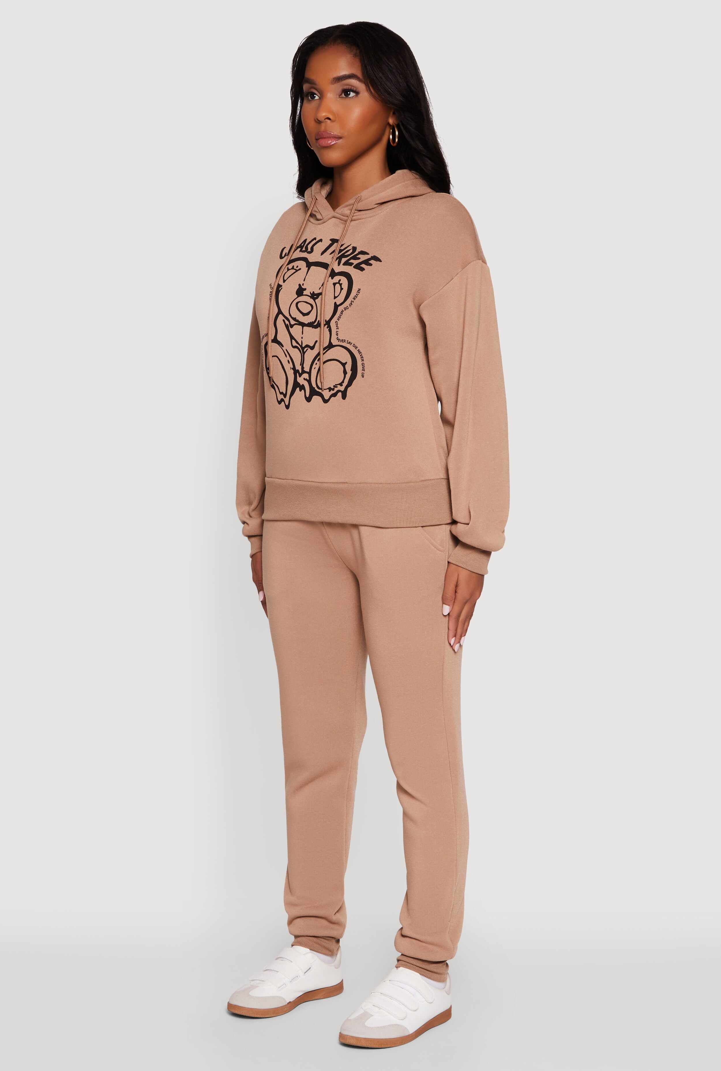 Bear Graphic Fleece Pullover Hoodie
