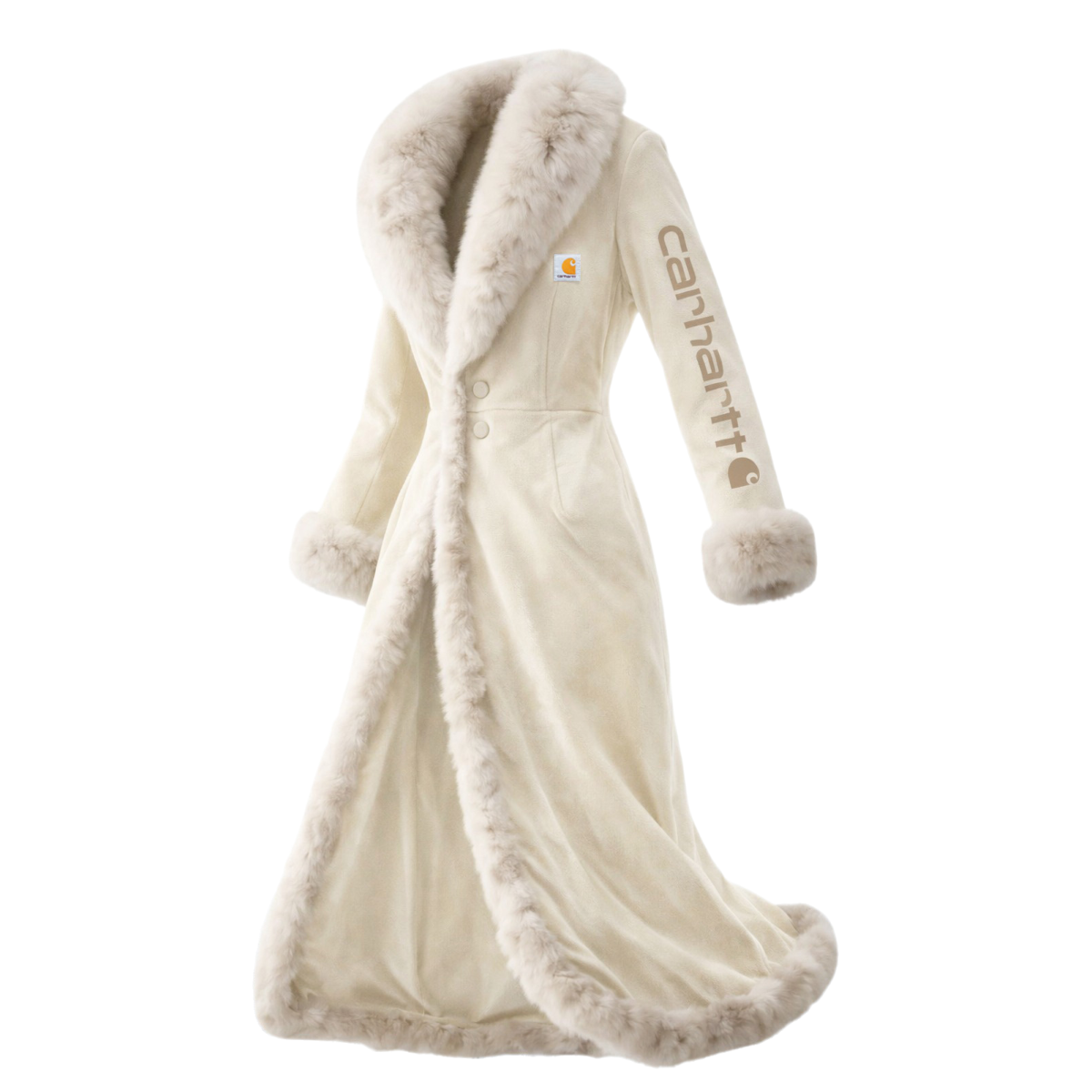 Luxurious Faux Fur Trimmed Long Coat with Elegant Design