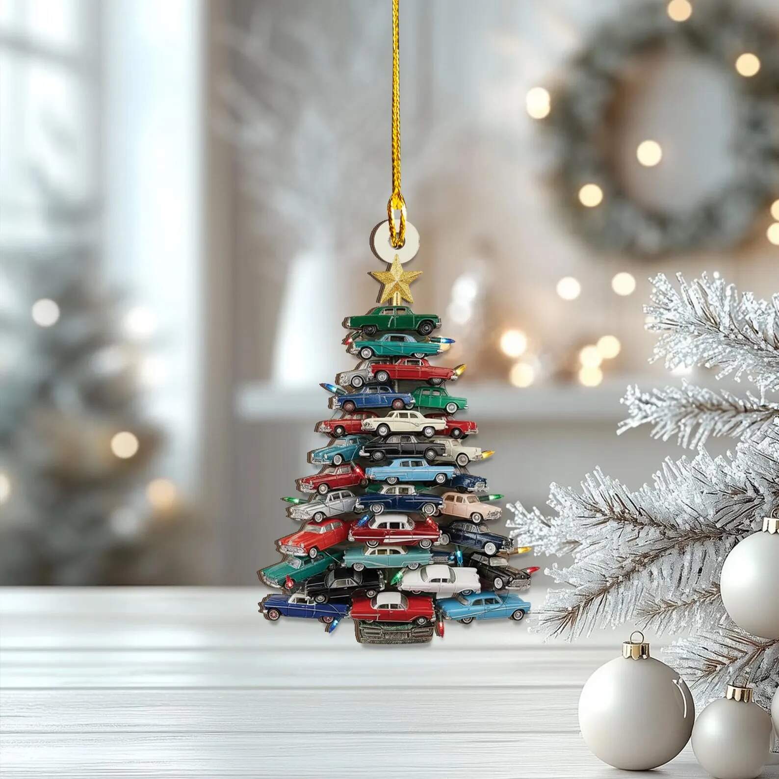 Stacked Classic Car Christmas Tree Ornament
