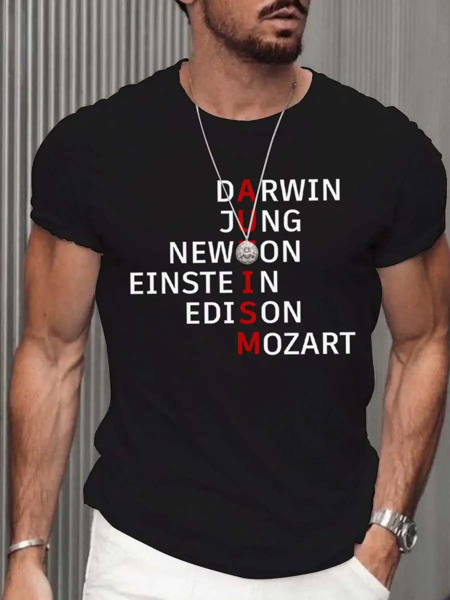 Men's Autism Awareness Monogram Print T-Shirt