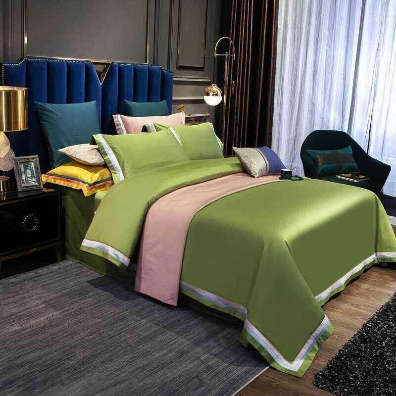 Jadyn Contrasting Double Stripe Border Egyptian Cotton Duvet Cover Set