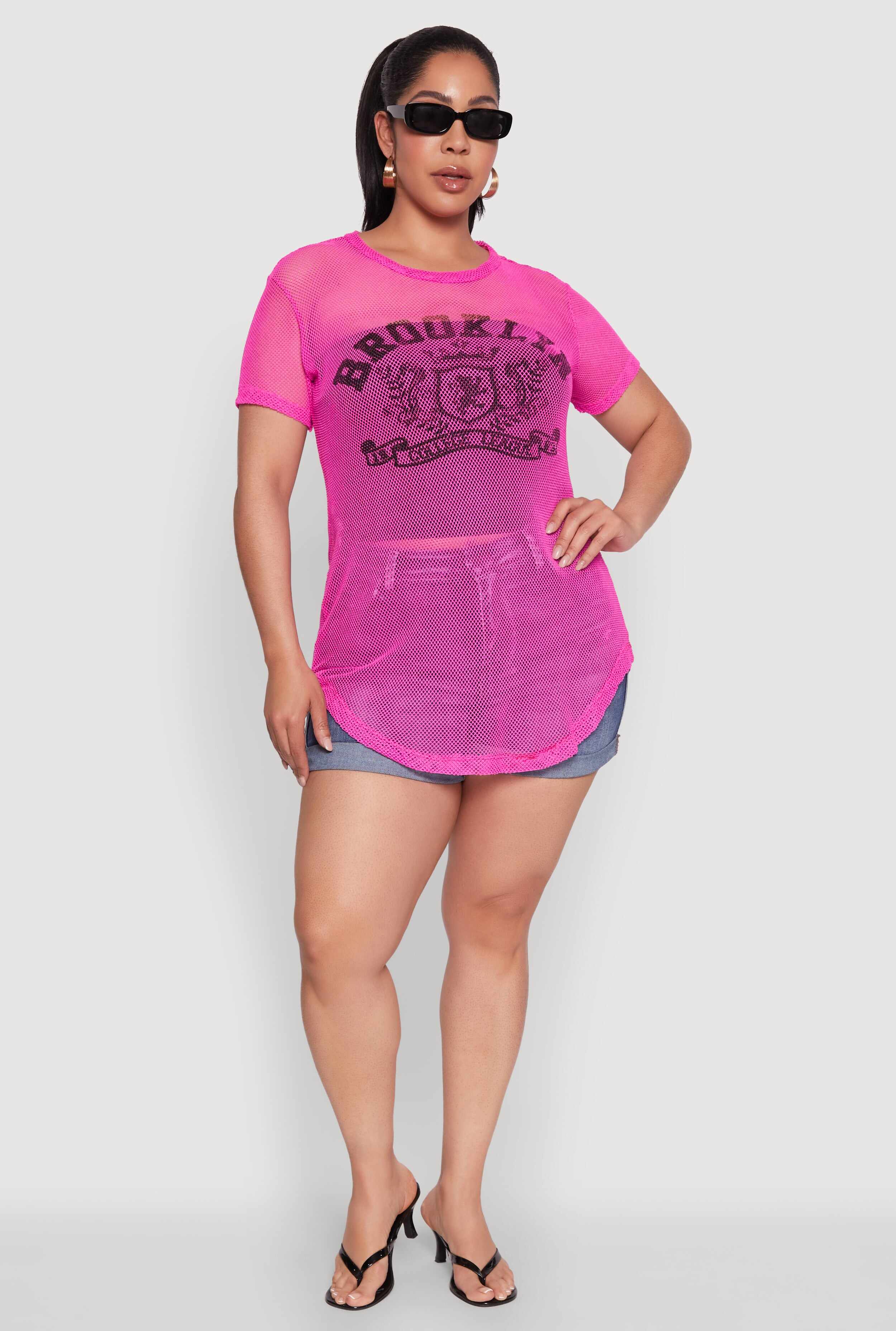 Plus Size Brooklyn College League Fishnet Top