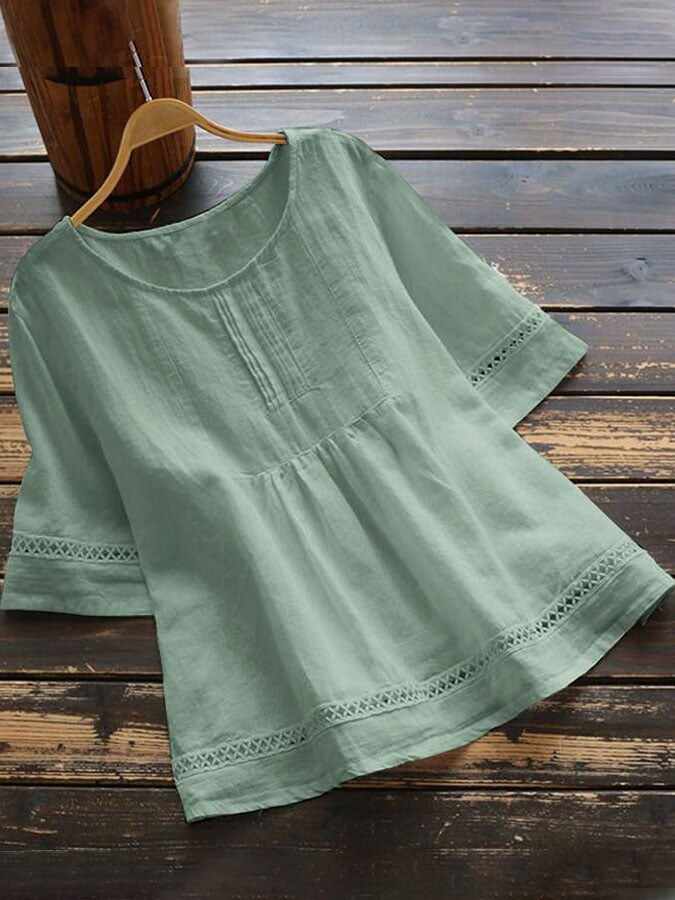 Women's Casual Solid Color Linen Top