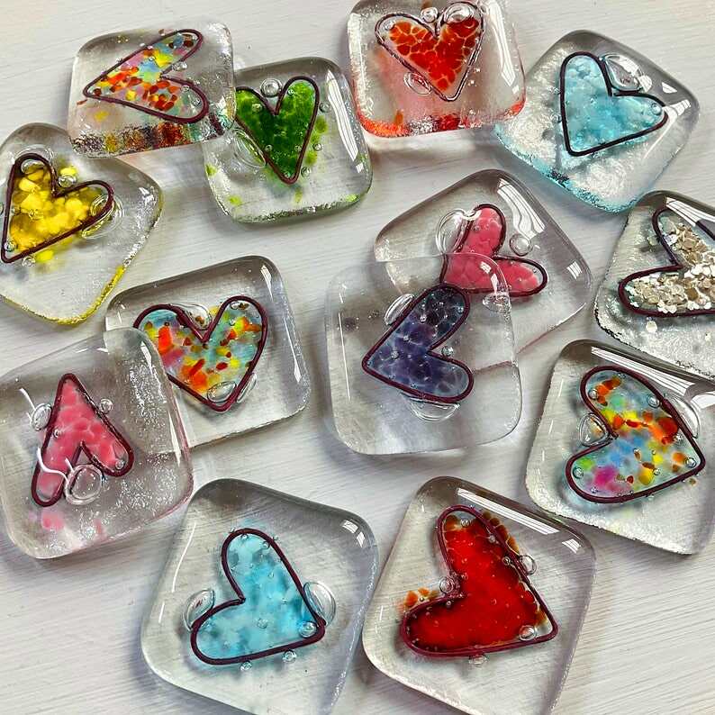 Fused Glass Heart Pocket Token