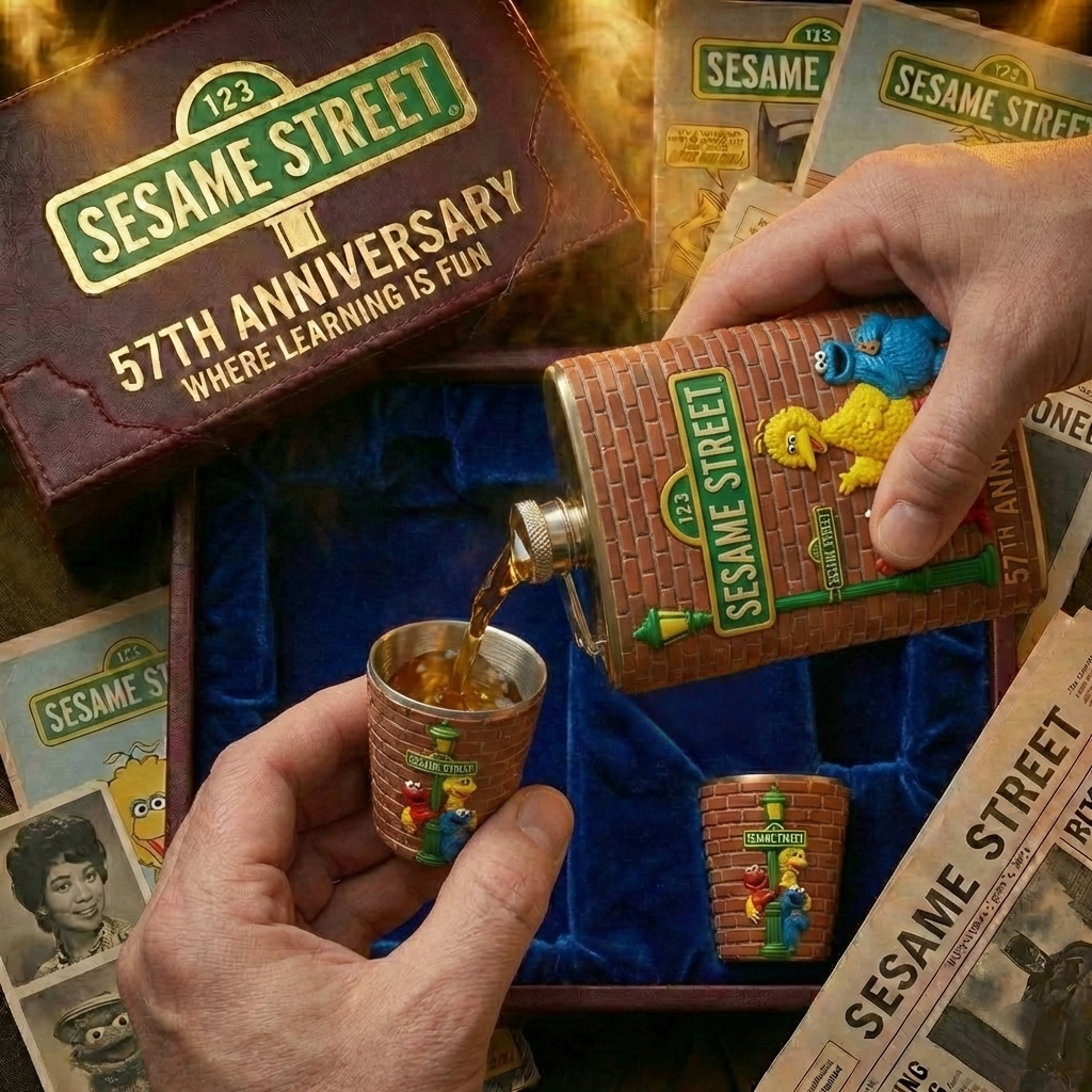 Sesame Street 57th Anniversary Commemorative Flask Gift Set