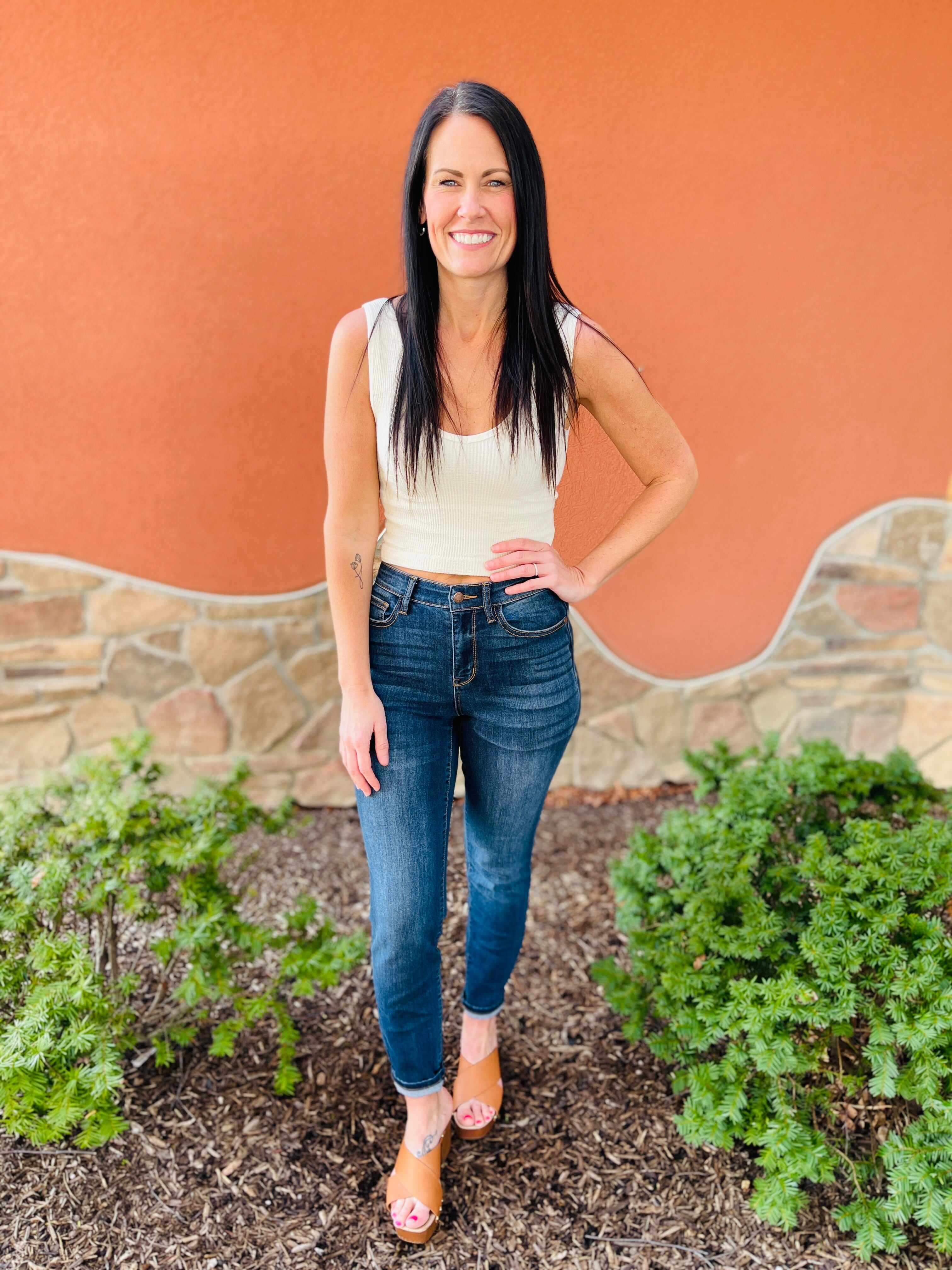 Reg/Curvy Blessed and NonDistressed Relaxed Fit Jeans