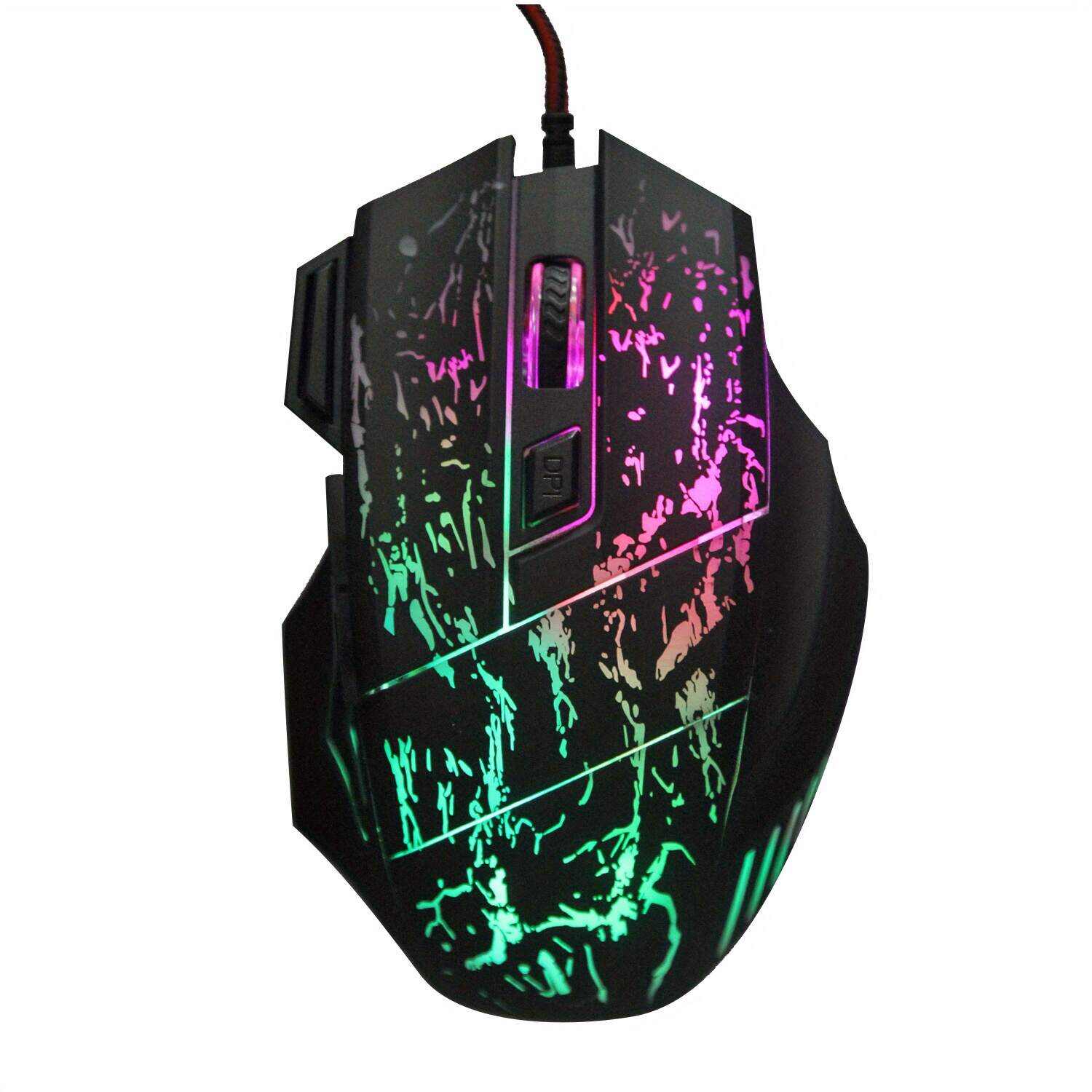 HXSJ Exploding Cracked Rainbow Light Gaming Mouse, A Gaming Mouse With Seven Buttons, Capable Of Reaching Up To 3200dpi.