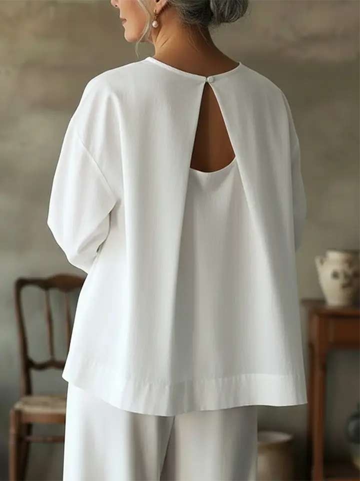 🔥Summer Arrivals🌟Elegant Backless Design 100% Cotton Shirt Top
