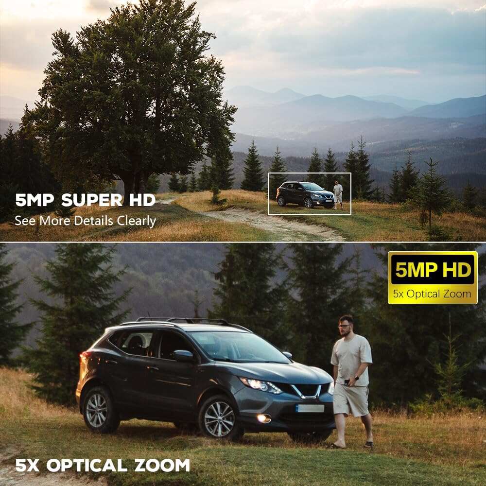 Ctronics 5X Optical Zoom 5MP Outdoor Security Camera with 2.4/5 Ghz WiFi & Cloud Storage