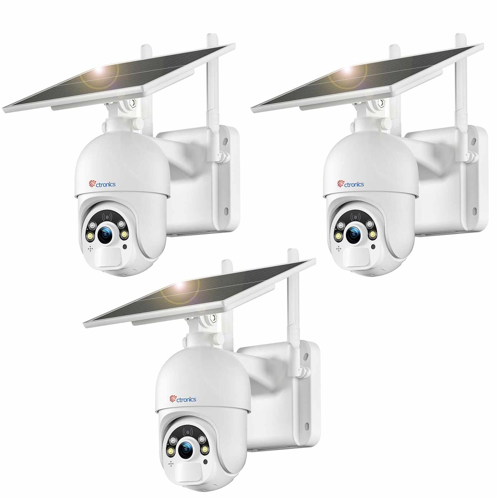 Ctronics 5MP Solar Security Camera Outdoor Wireless, 6W Solar Panel, Sound-Light Alarm, PC/Phone Remote Control, Color Night Vision