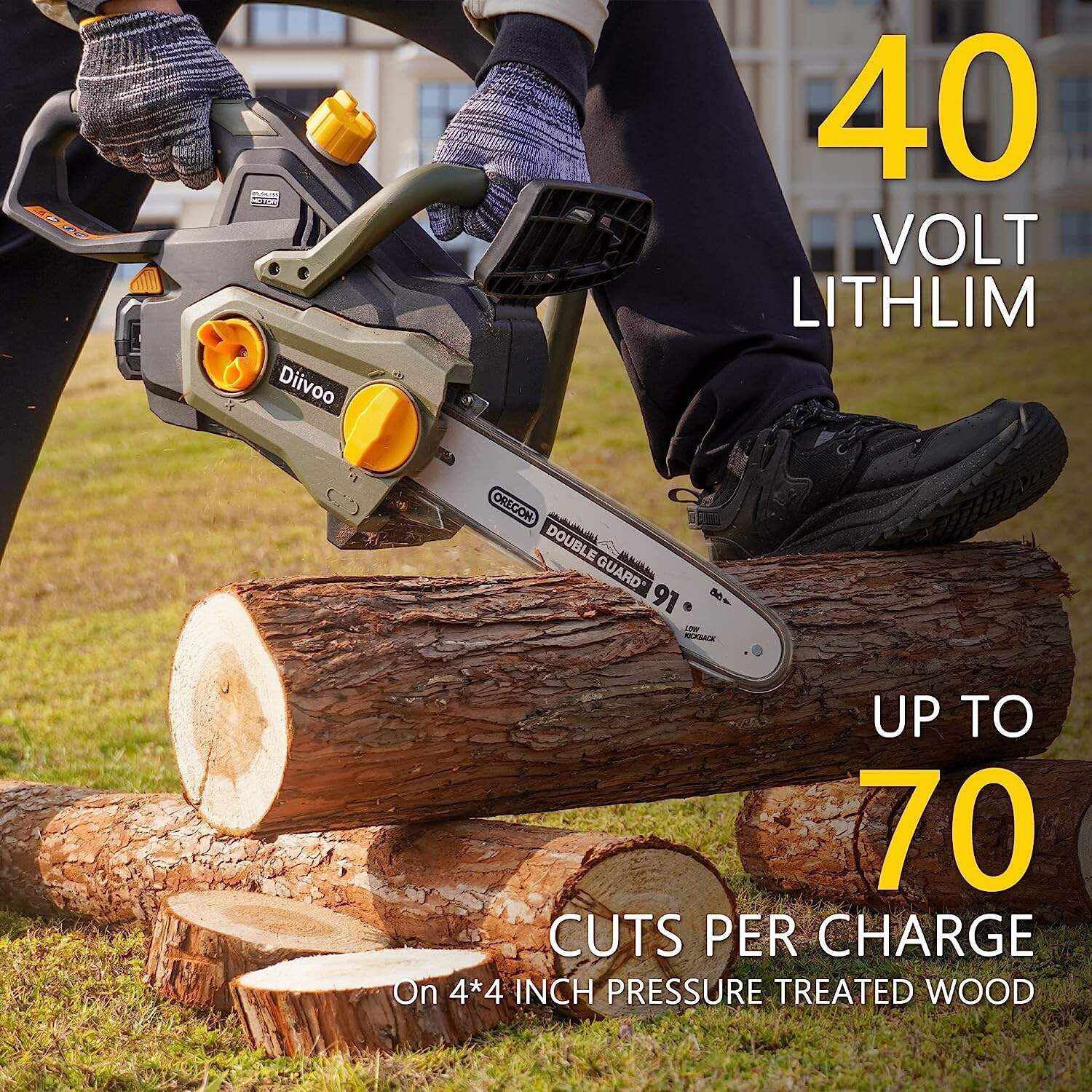 Electric Chainsaw Cordless, 40V Battery Powered Chainsaw With Brushless Motor, 2.5Ah Battery and Fast Charger Included, 12-inch Power Chain Saws for Trees Wood Farm Cutting