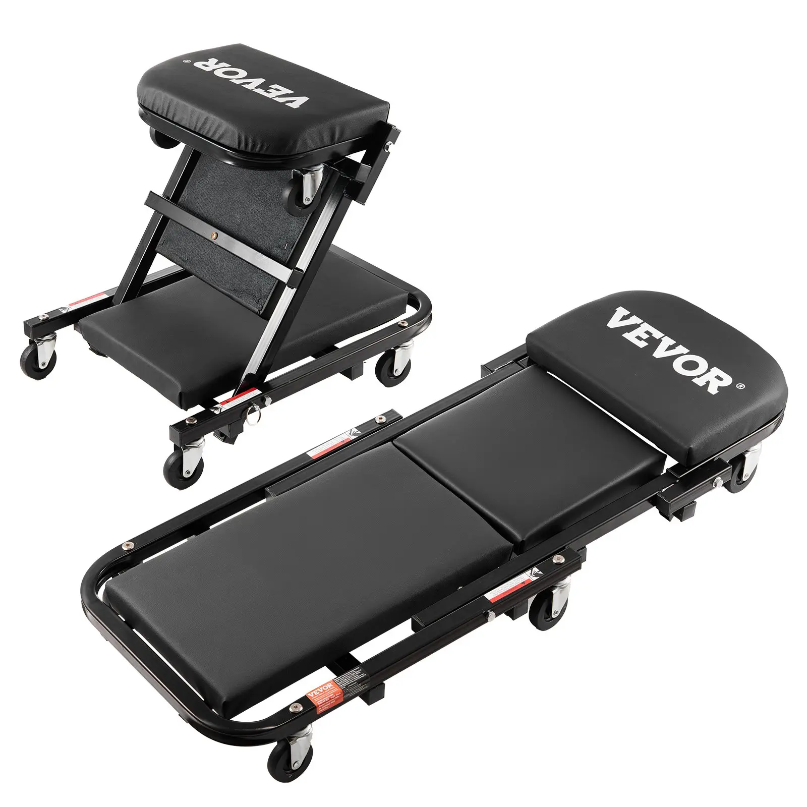 Z-Creeper Seat, Summervibes,Summervibes, 2 in 1 Rolling Folding Car Creeper/Stool, 300 lbs Capacity Mechanic Creeper, Low Profile Creeper with 6 pcs Wheels for Garage, Shop, Auto Repair, Lay Down or Sit, Black