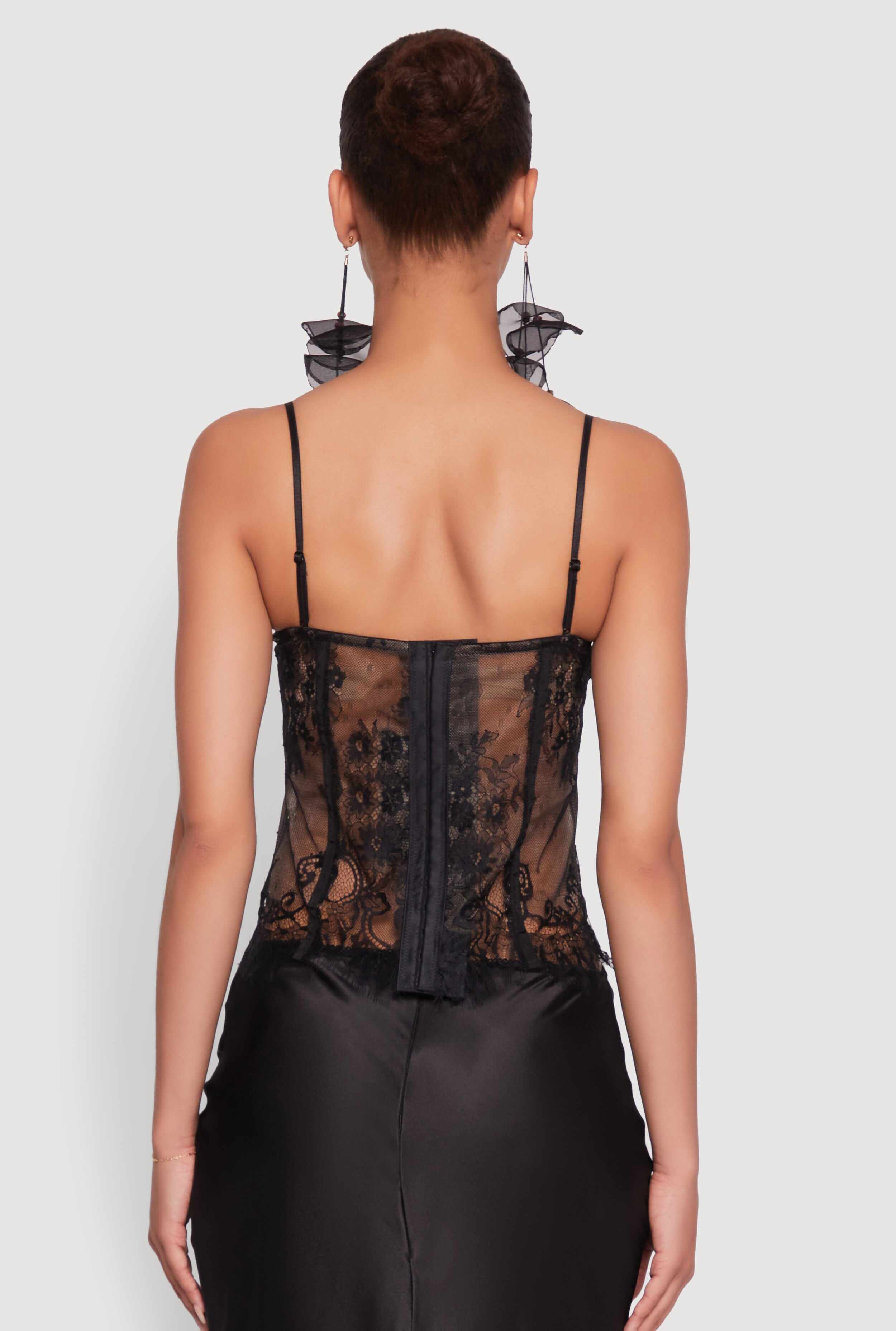 Scalloped Floral Lace Bustier Top with Underwire Support