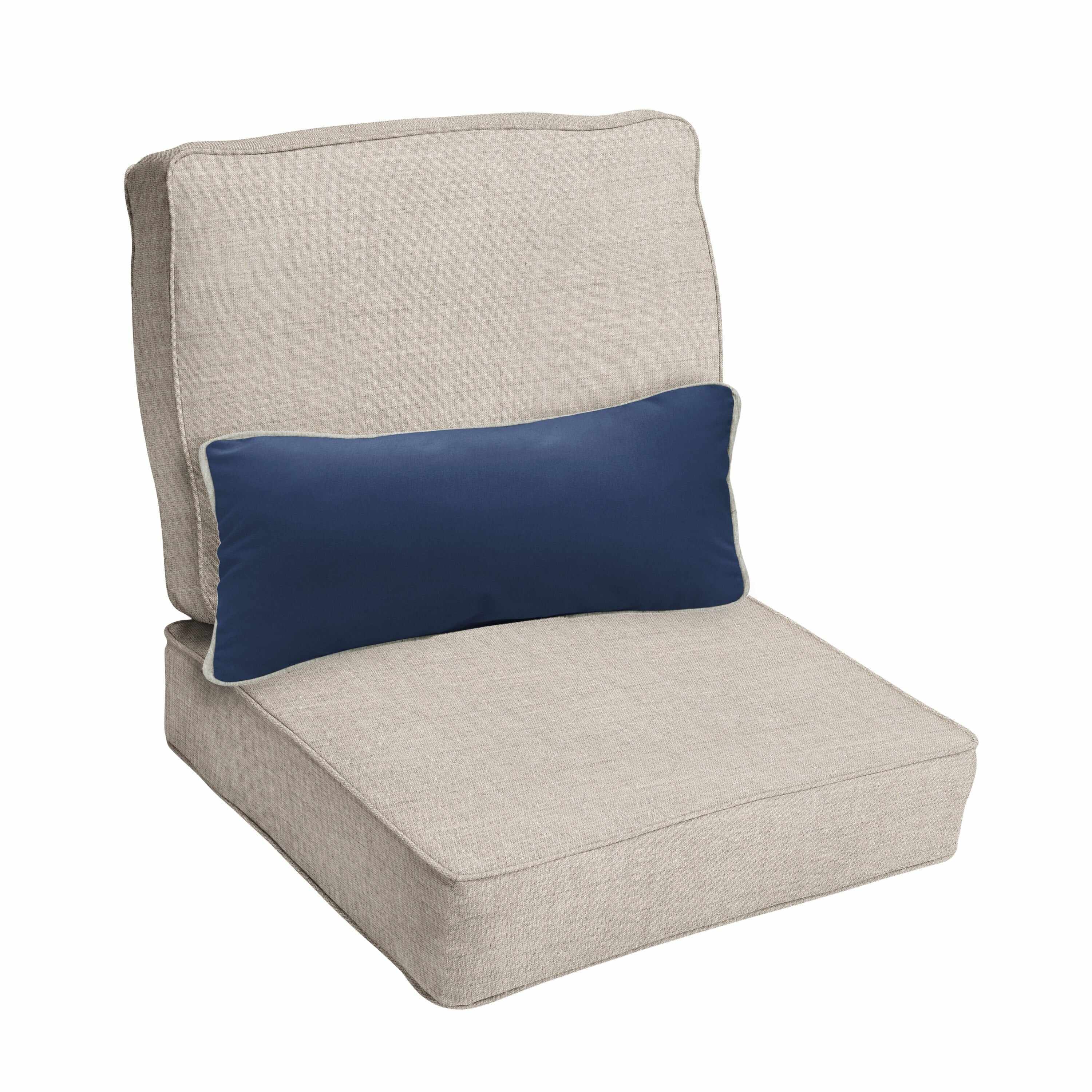 Sorra Home Oakley Sunbrella Solid Indoor/ Outdoor Corded Chair Cushion Set and Lumbar Pillow