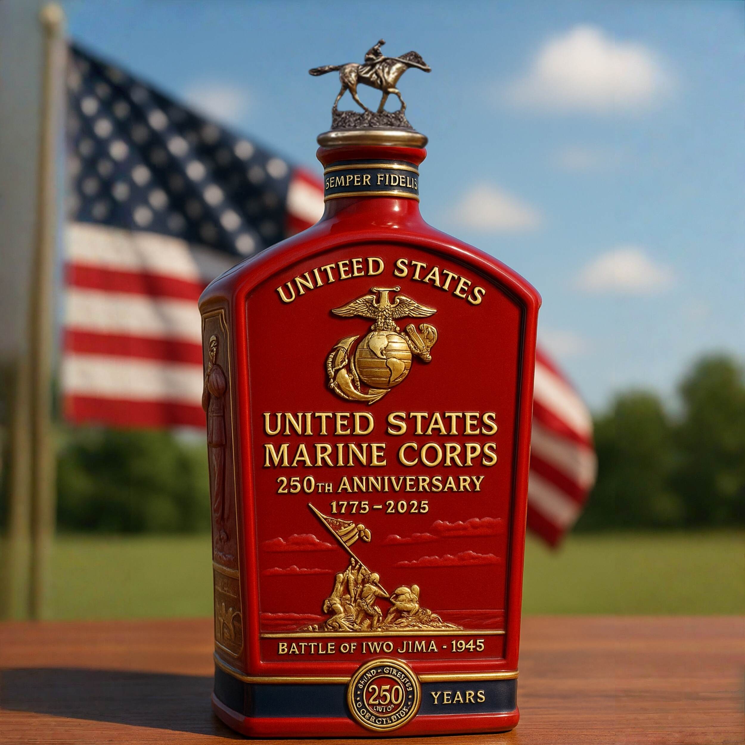 U.S. Marine Corps 250th Anniversary Whiskey Bottle