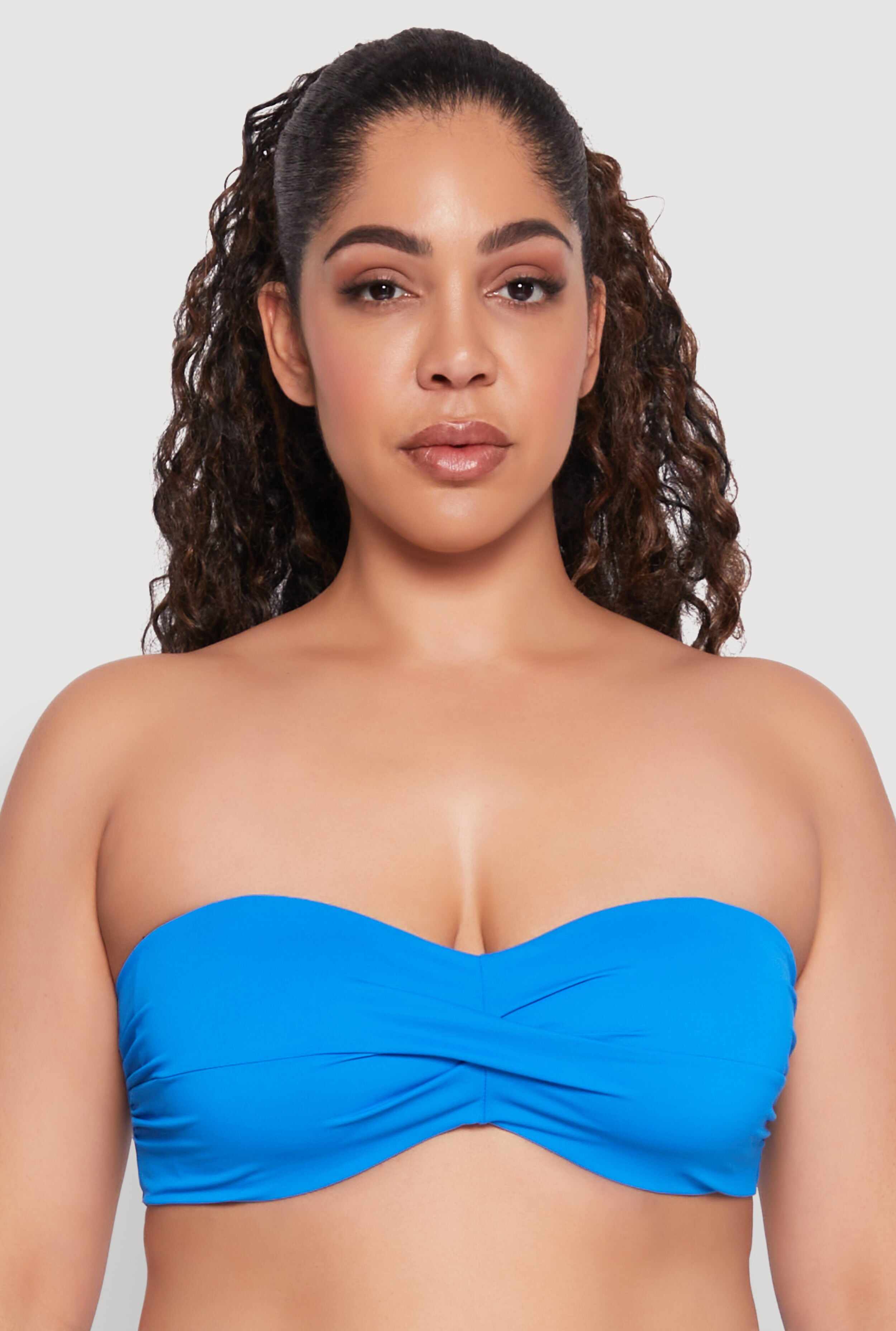Plus Size Twist Front Swim Bandeau Bikini Top