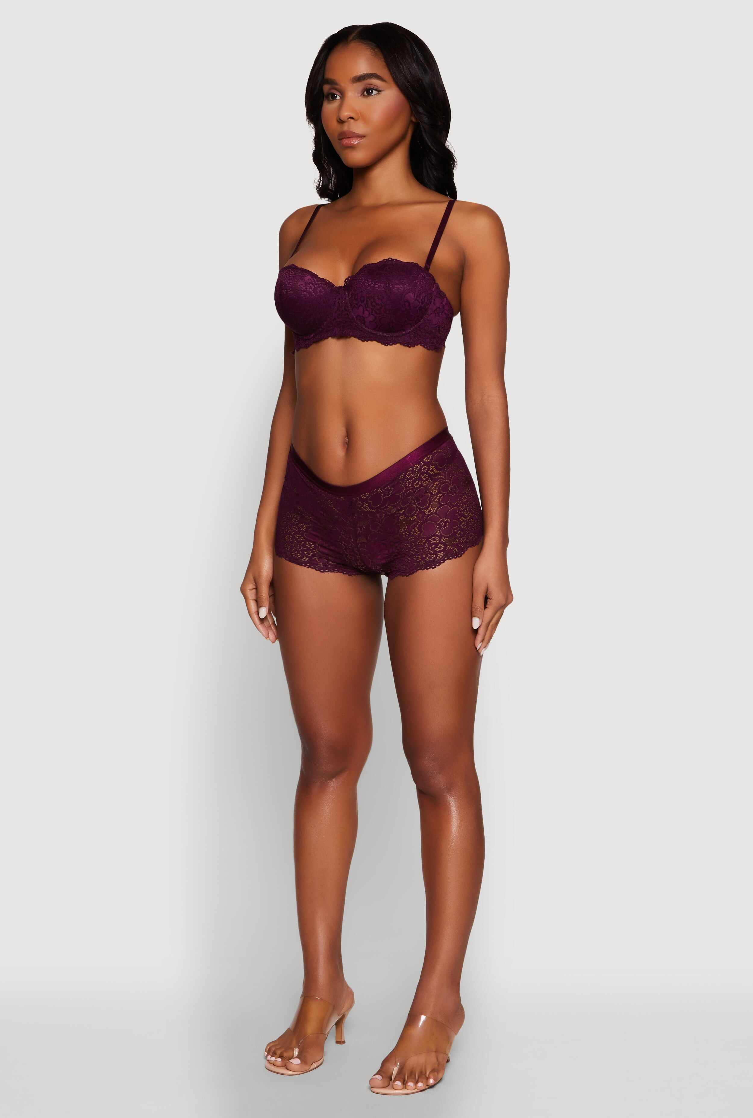 Flower Lace Scalloped Hem Balconette Bra