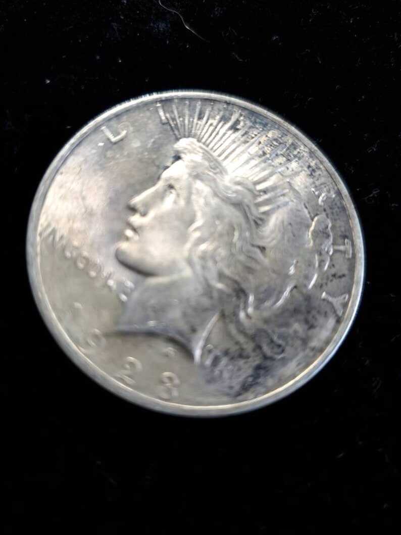 1923 Silver Peace Dollar Coin AU Nice color - obverse Reg 49   -  !  Lot# 505