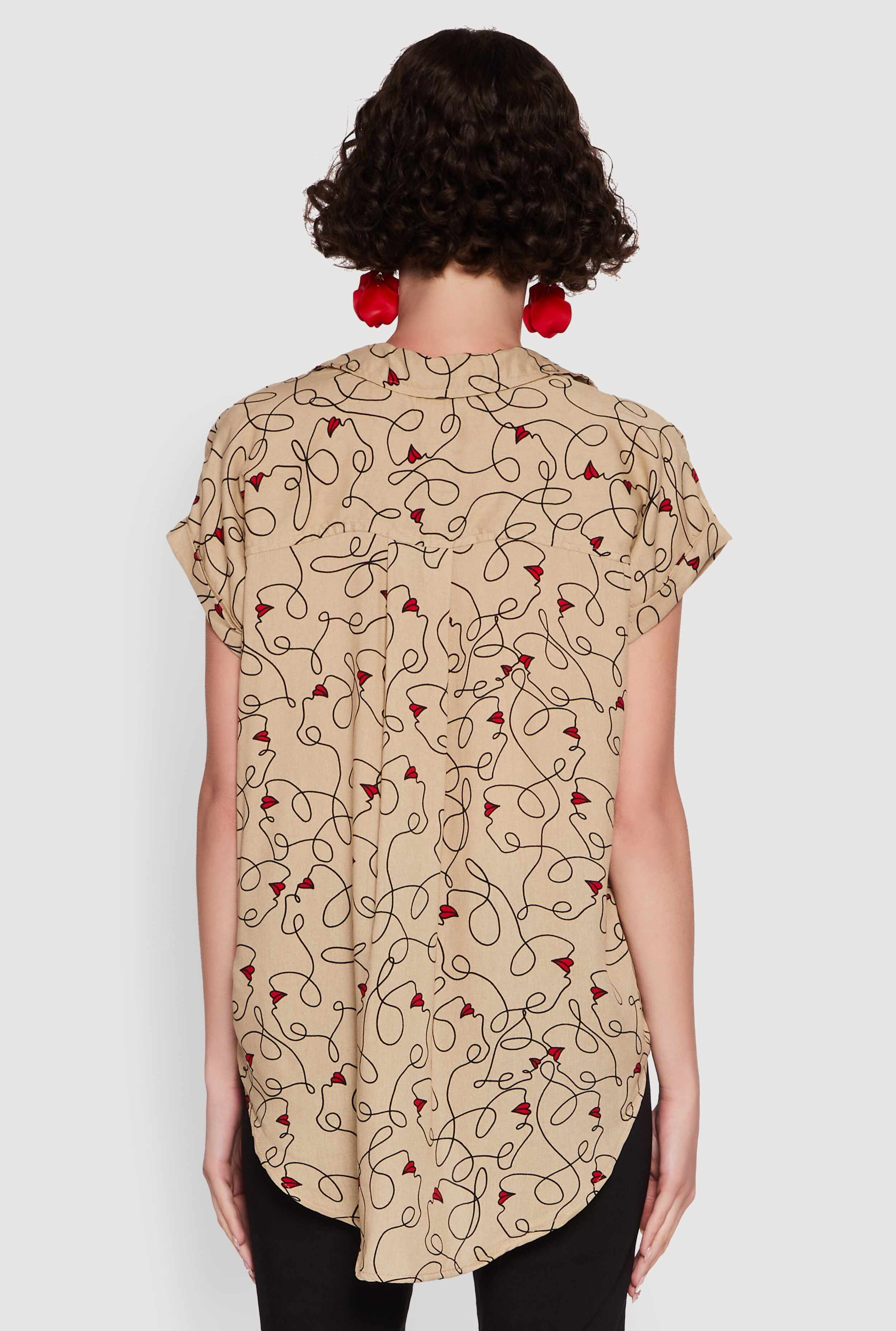 Trendy Classic Fit Abstract Face Print Shirt