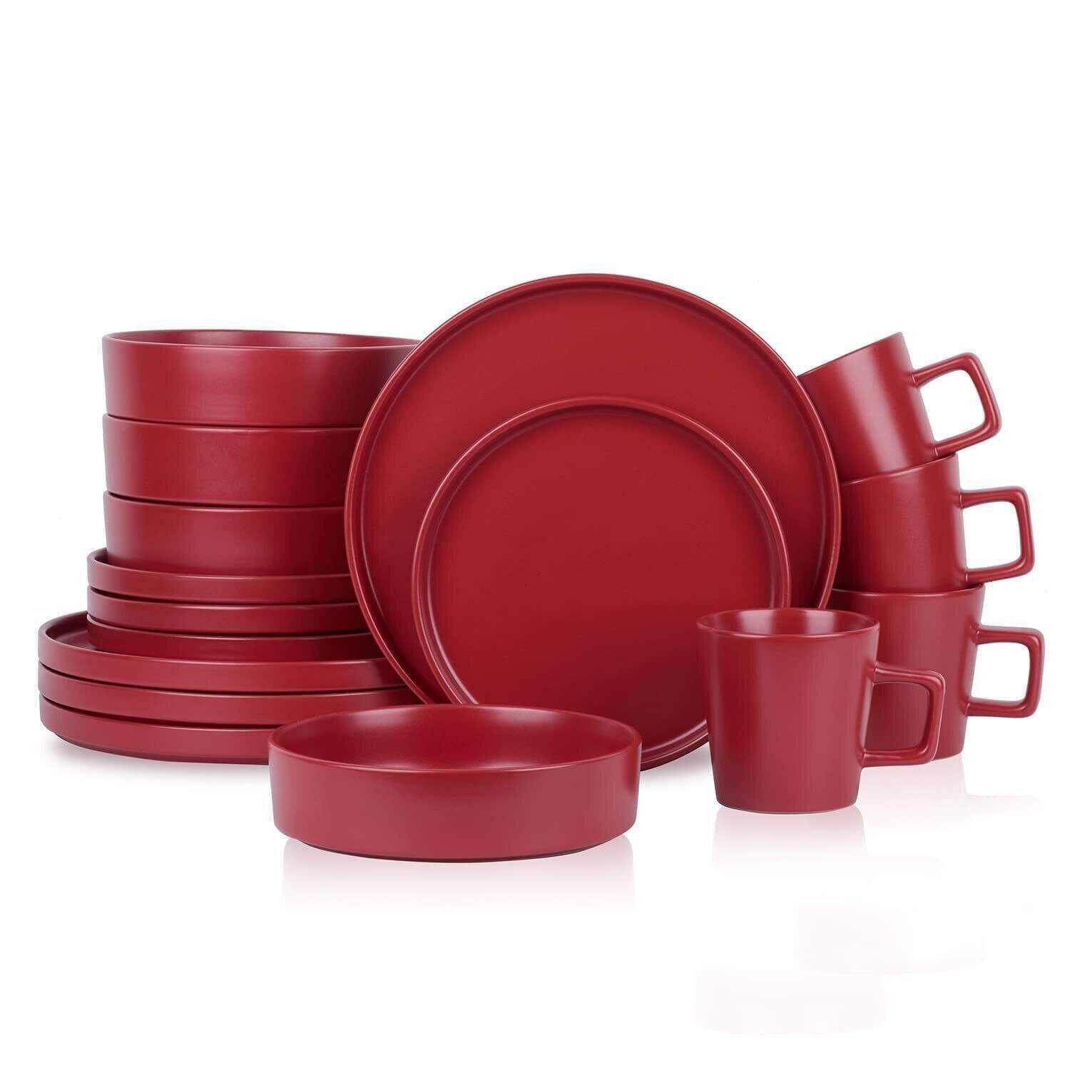Dinnerware Set, Service For 8, Black Matte, 32 Piece