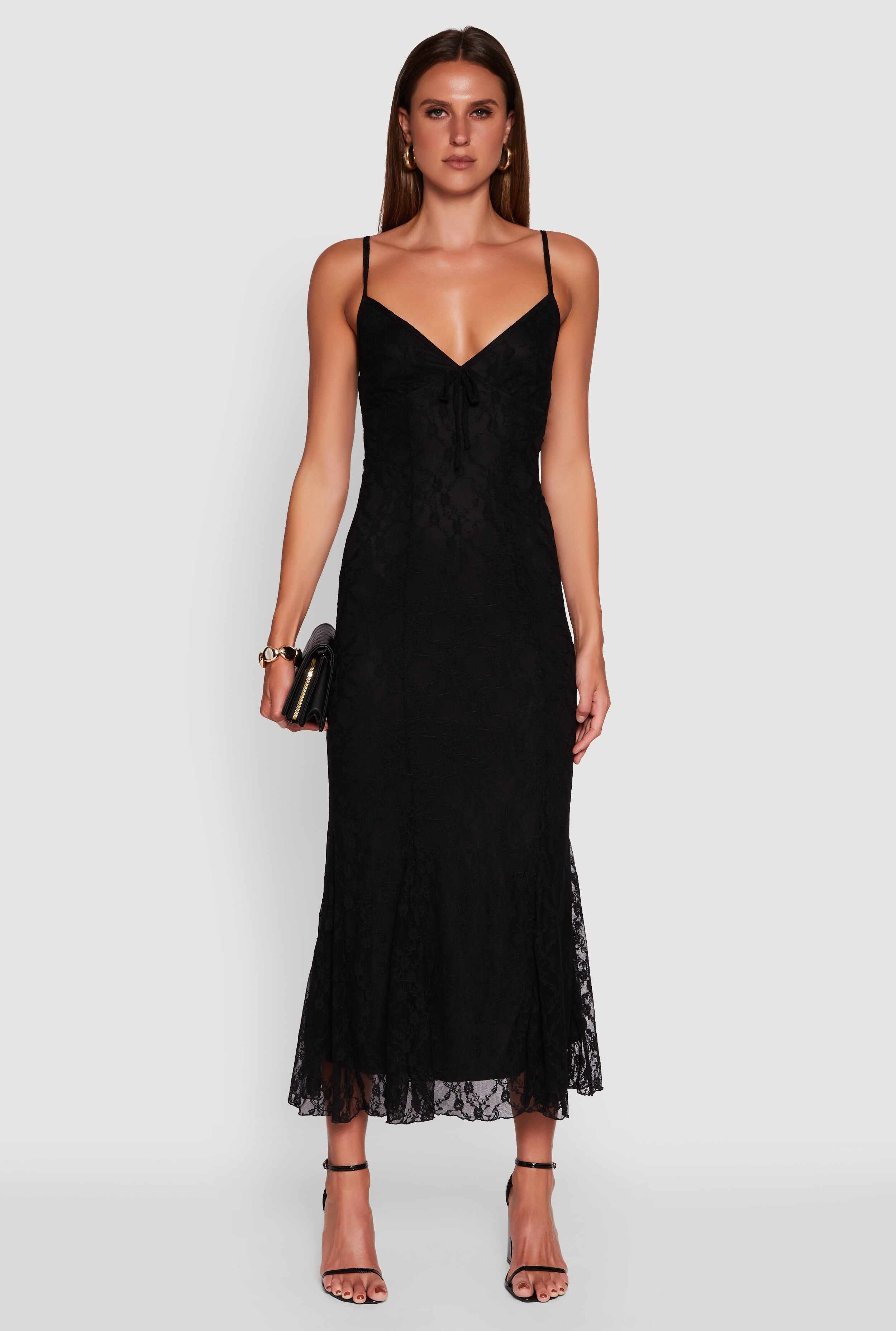 Floral Lace Overlay Mermaid Maxi Dress