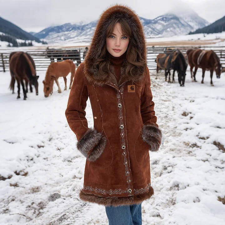Winter Wonderland Hooded Coat with Fur Trim