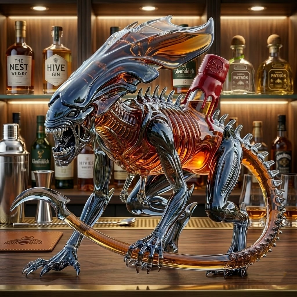 Alien Queen Collectible Commemorative Black Rum 3D Sculpted Collector's Edition Bottle