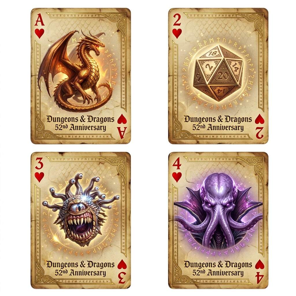 Dungeons & Dragons 52nd Anniversary Commemorative Playing Cards!