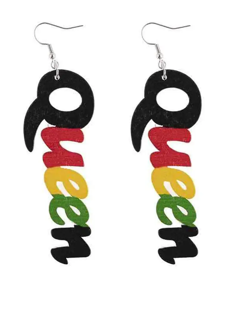 Juneteenth Queen Lightweight Wooden Earrings