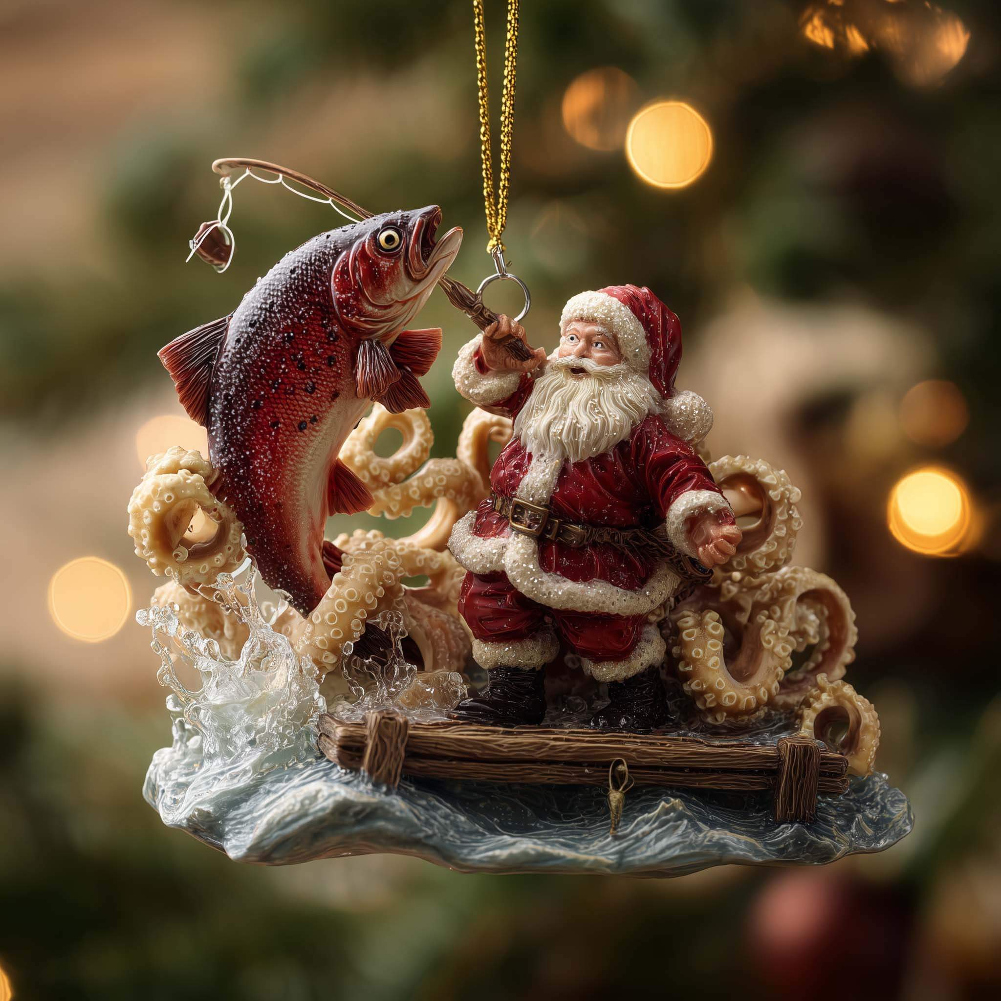 Fishing Santa Ornament Collection