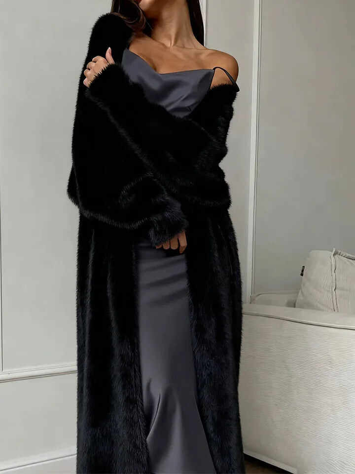 Plush fluffy autumn and winter loose coat women's long cardigan imitation mink white knitted cardigan