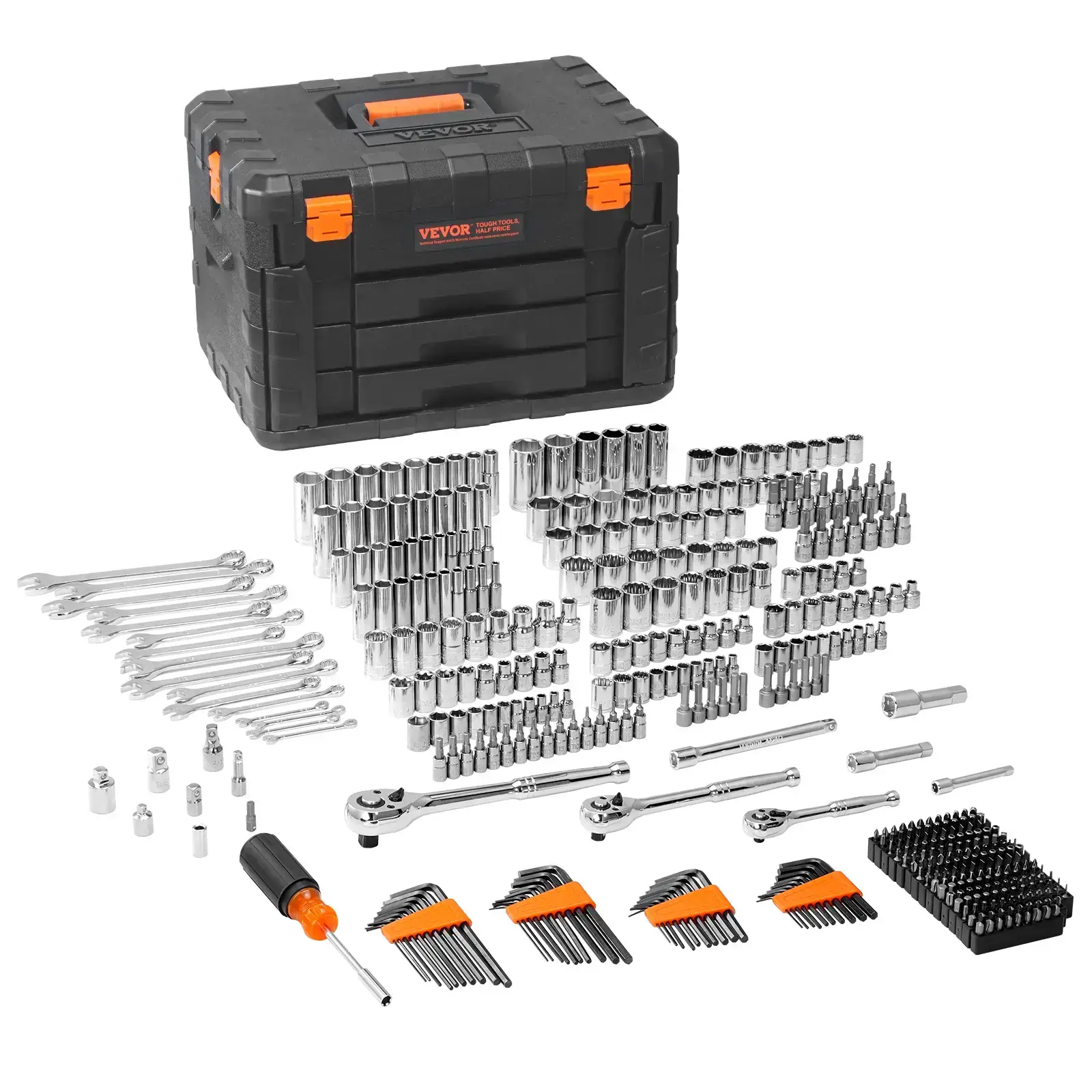 Heavy-Duty Tool Kits, 450-Pcs Automotive Tools Set with 1/4