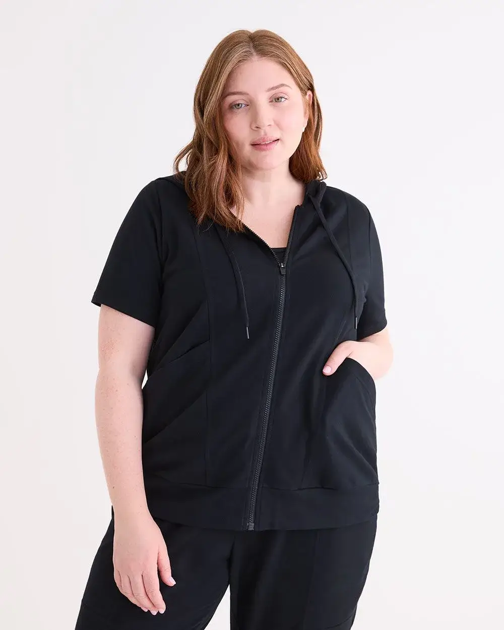 French Terry Short-Sleeve Full Zip Jacket - Active Zone