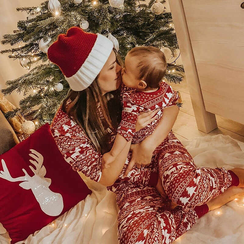 Red Xmas Spirit Matching Family Pajamas